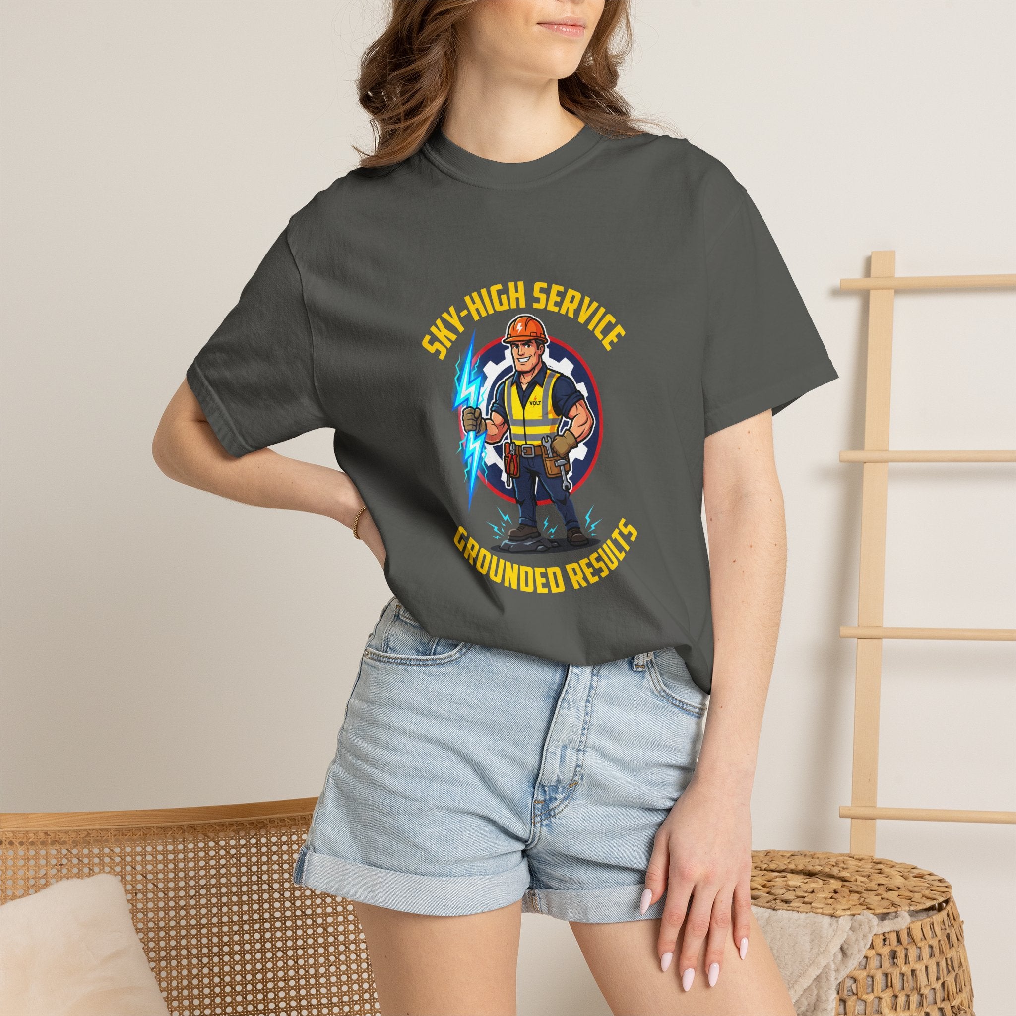 Sky-High Service Grounded Results Electrician T-Shirt