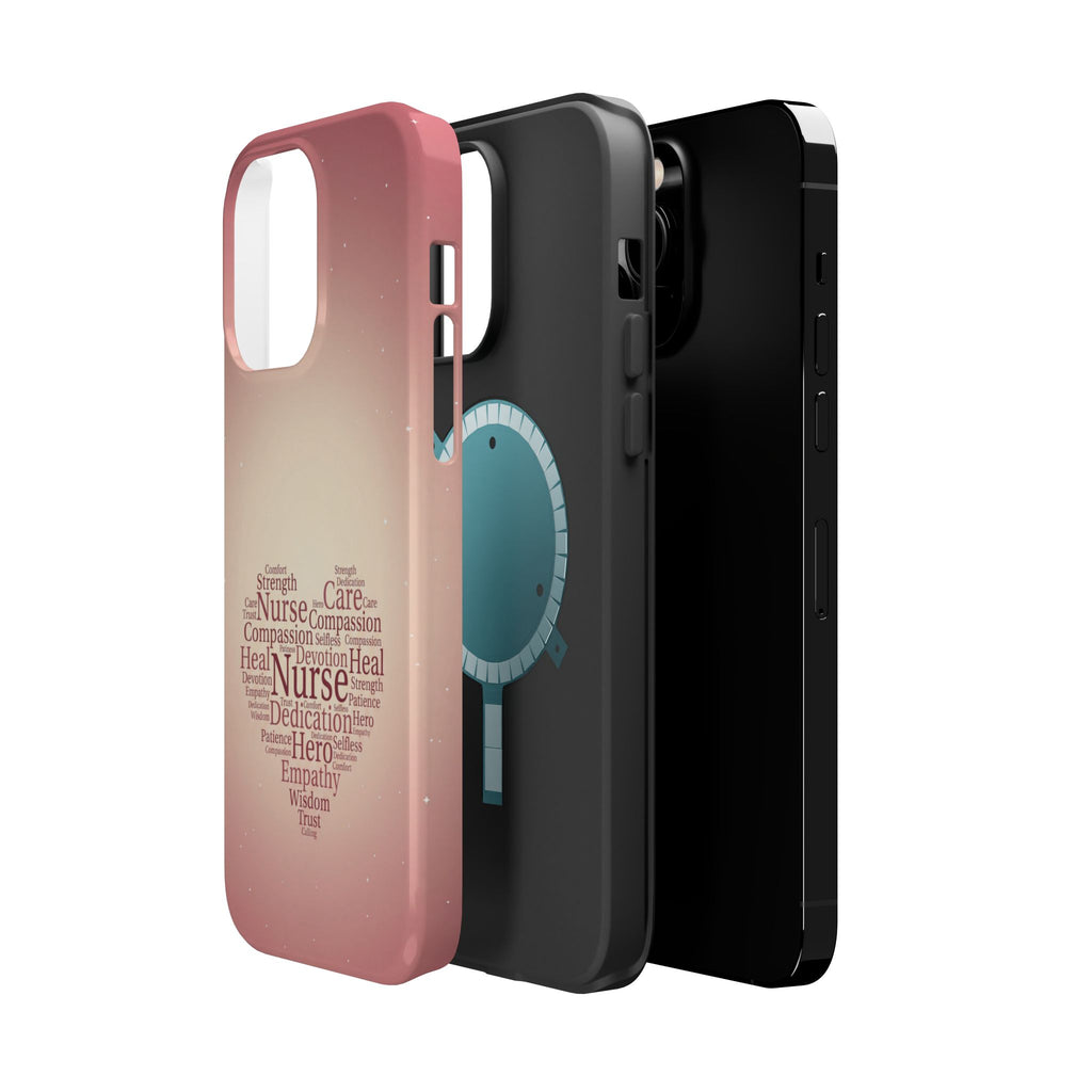 Nurse Heart Word Art Phone Case — Impact-Resistant Wireless Charging Cover