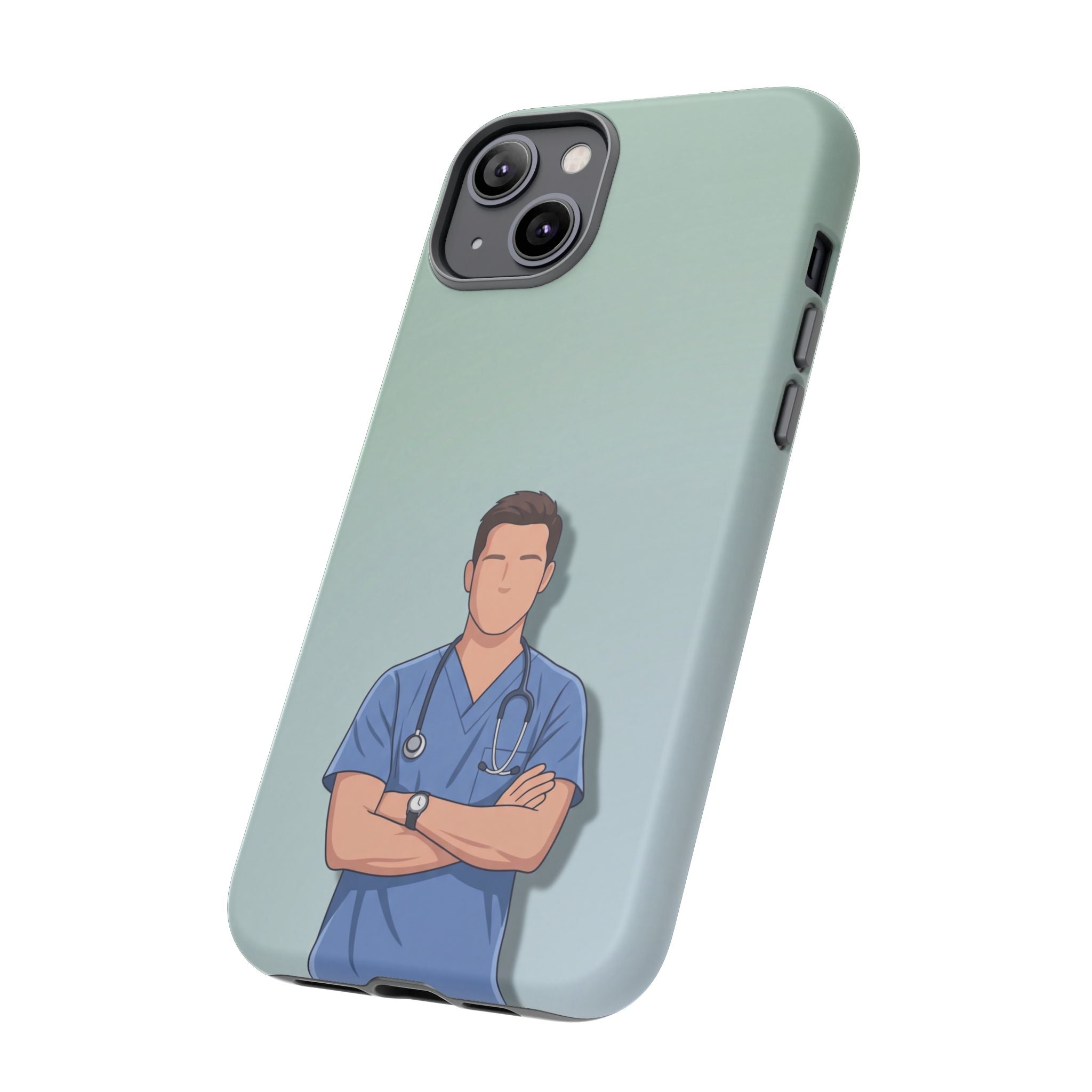 Male Nurse Phone Case | Confident Nurse in Blue Scrubs Illustration | iPhone & Samsung