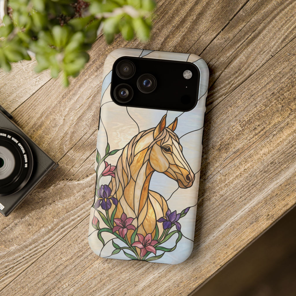 Floral Stained Glass Horse Phone Case — Tough Magnetic Case with Wireless Charging