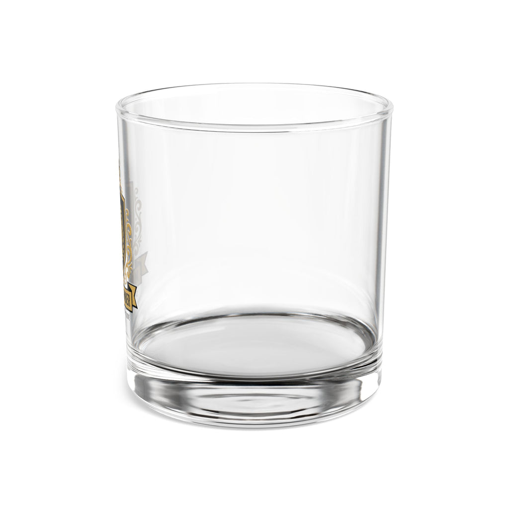 Master Plumber Crest Rocks Glass 10oz — Gold & Black Whiskey Glass