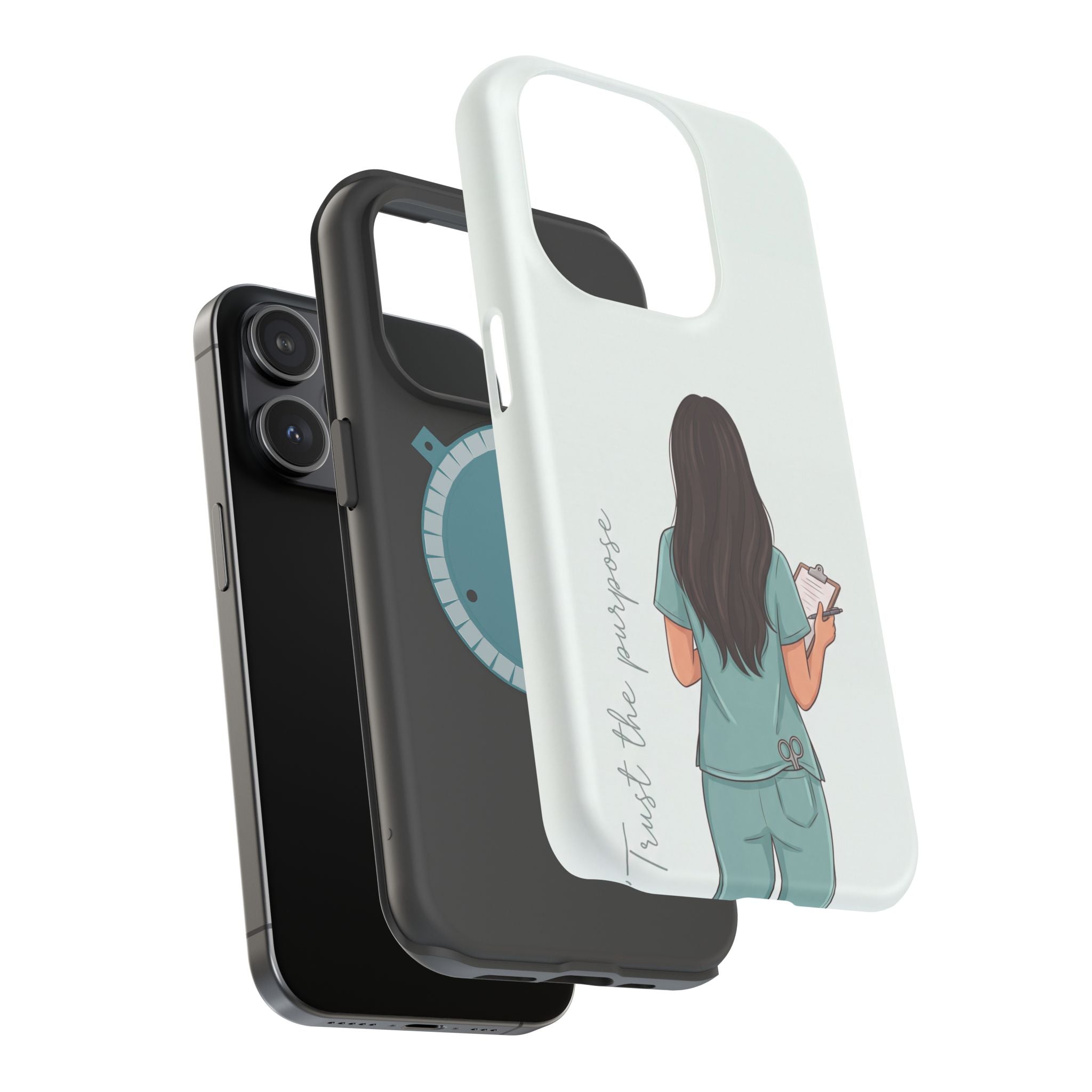 Nurse Illustration Phone Case — Impact-Resistant Wireless Charging Cover