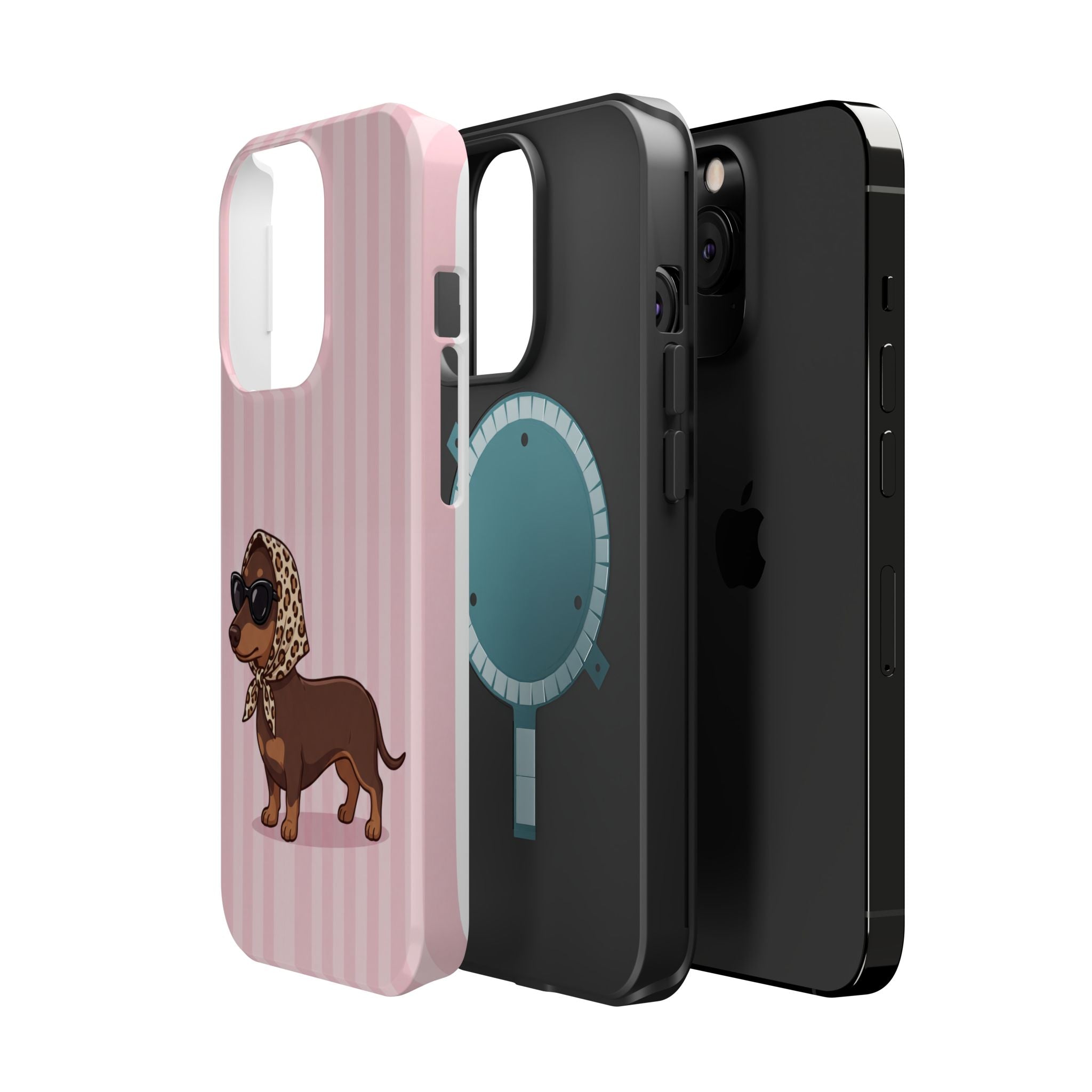 Preppy Dachshund Phone Case — Impact-Resistant Wireless Charging Cover