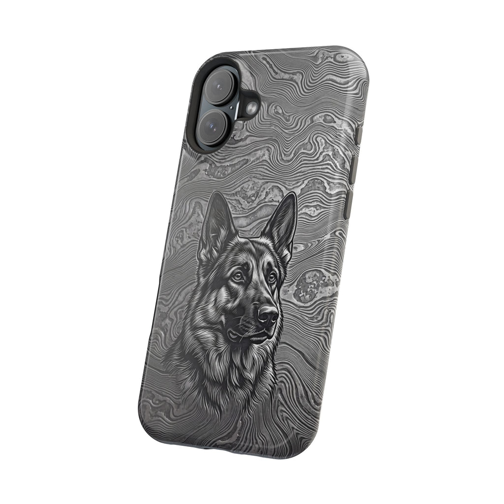 German Shepherd Phone Case | Damascus Art — Tough Magnetic Case with Wireless Charging