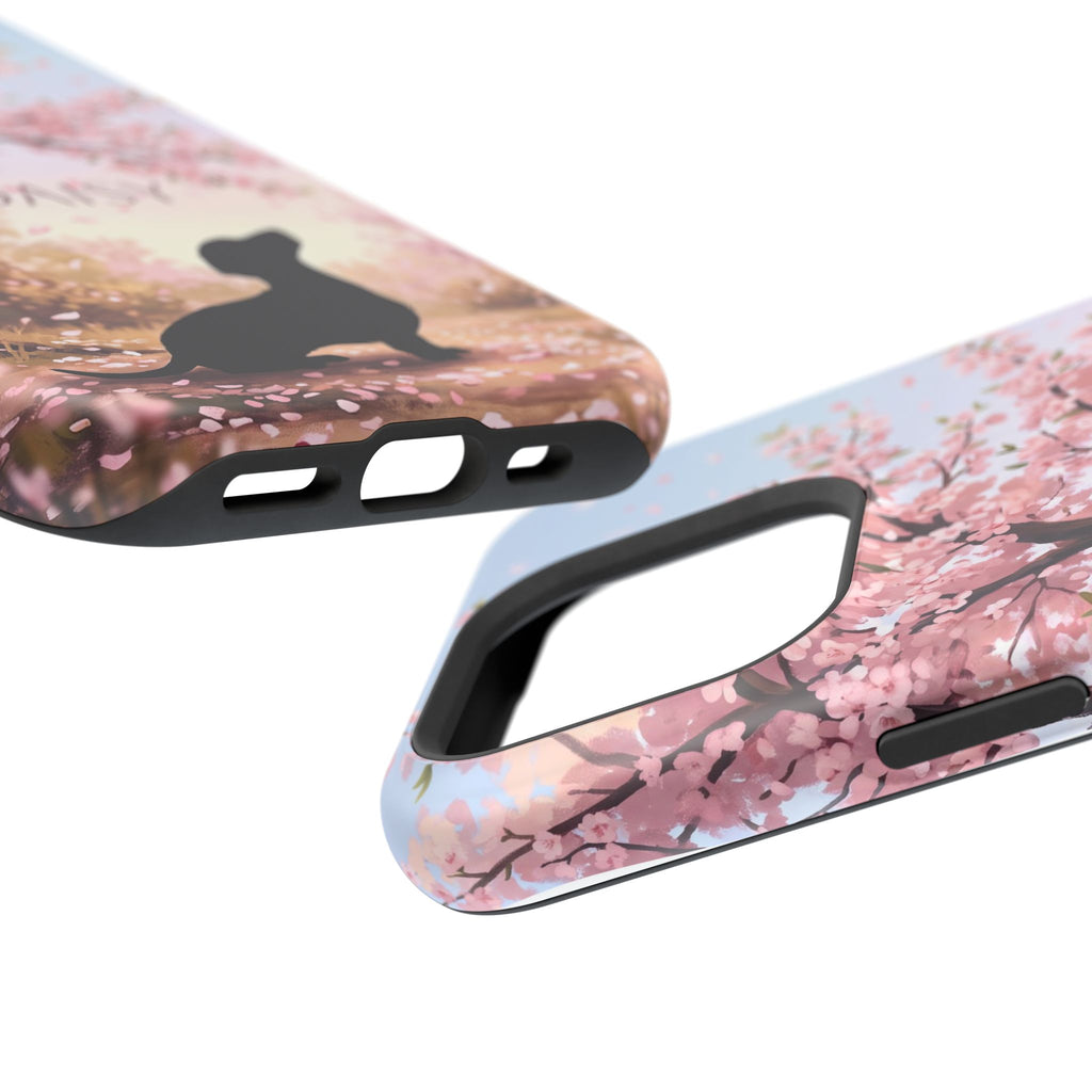 Personalized Dachshund Cherry Blossom Phone Case — Wireless Charging Cover