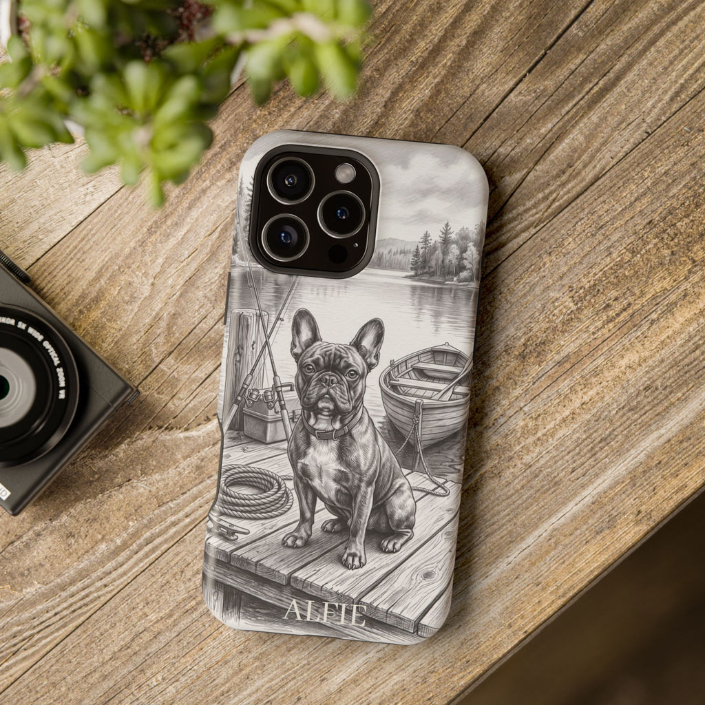 Personalized French Bulldog Lakeside Dock Phone Case — Wireless Charging Cover