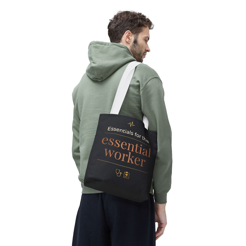 Essentials for the Essential Worker Tote | Healthcare Worker Gift Tote Bag | Nurse Doctor Appreciation Gift | Premium Polyester Carry-All