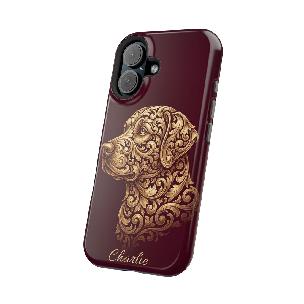 Personalized Gold Filigree Labrador Phone Case — Tough Magnetic Case with Wireless Charging