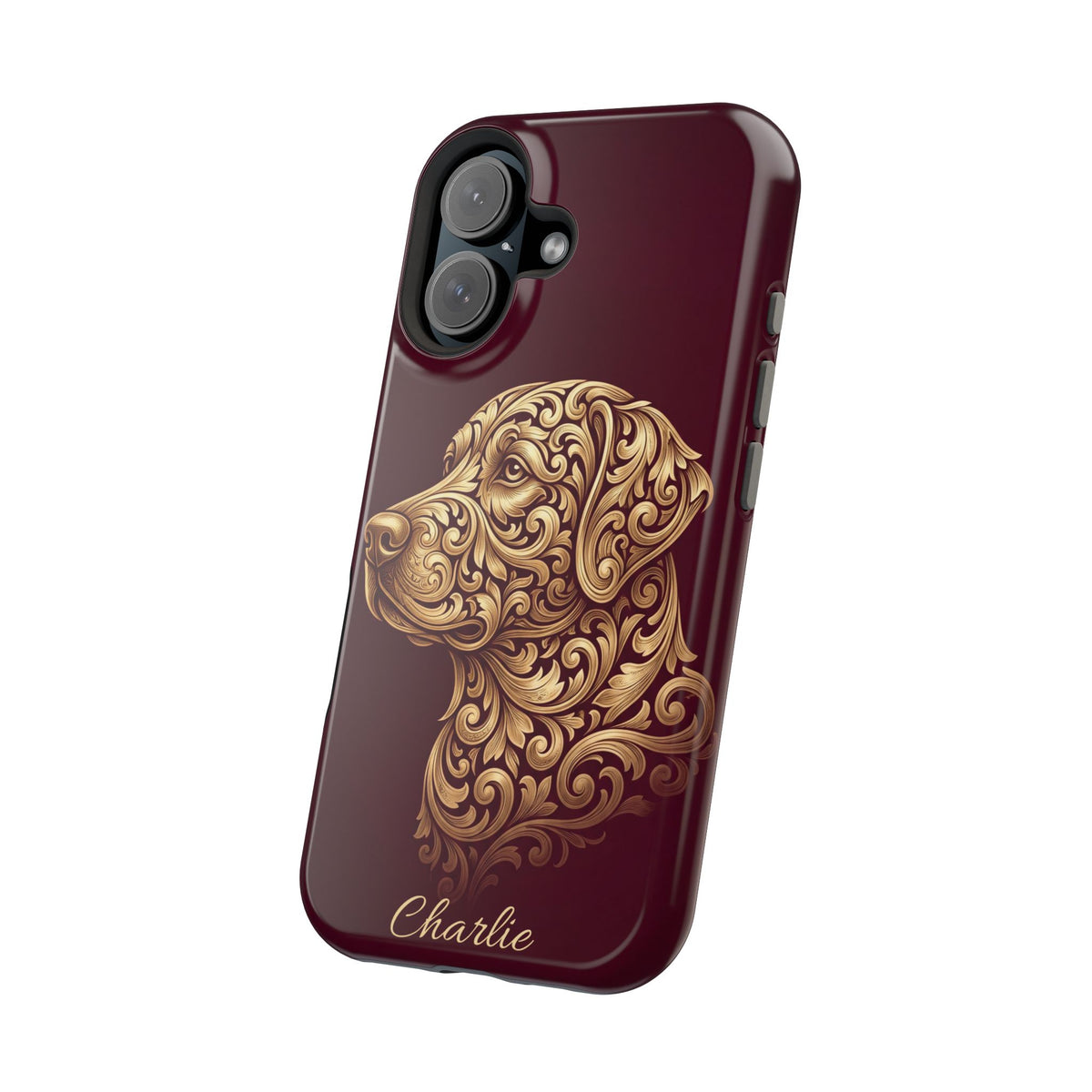 Personalized Gold Filigree Labrador Phone Case — Tough Magnetic Case with Wireless Charging