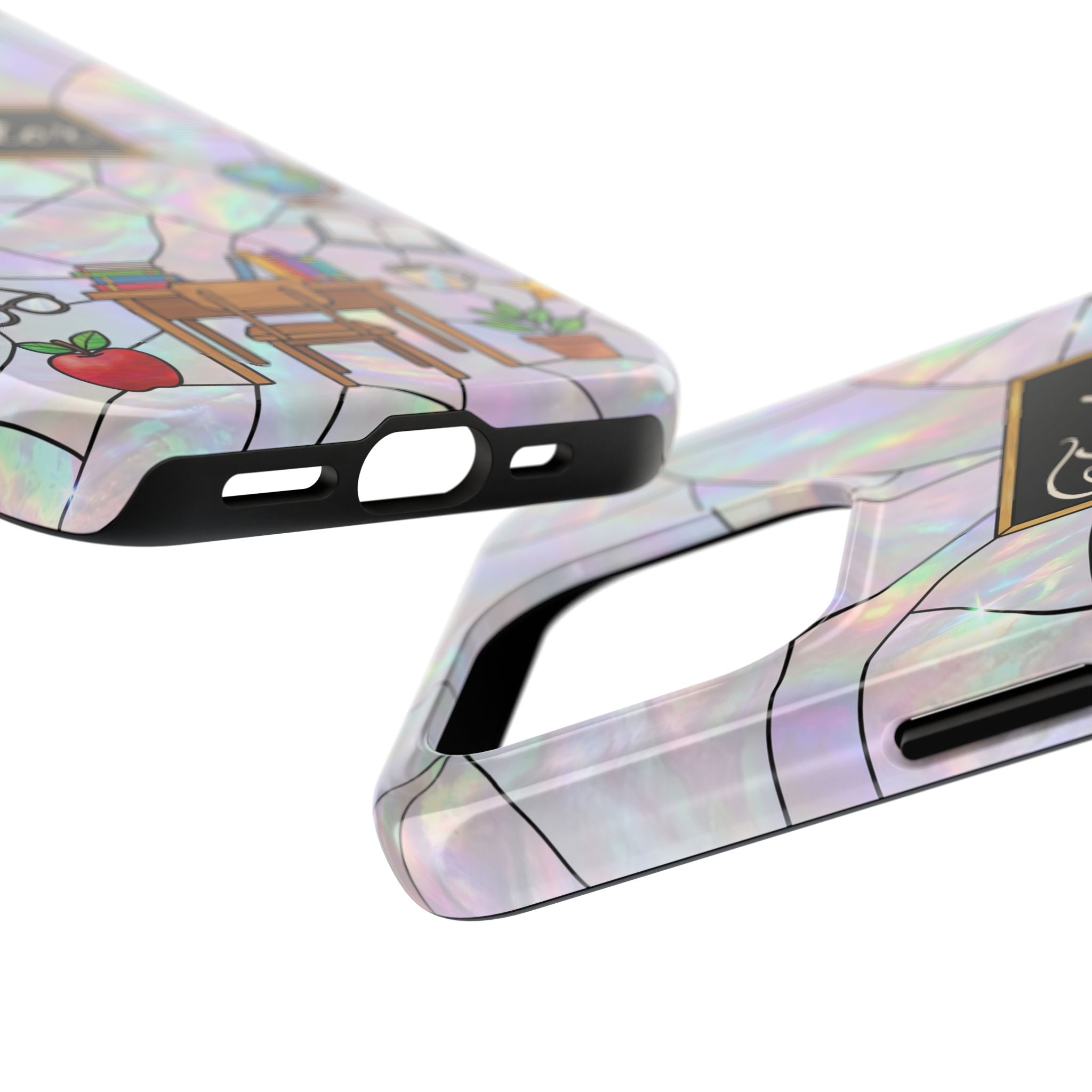 Personalized Teacher Phone Case — Custom Name Stained Glass Classroom Design