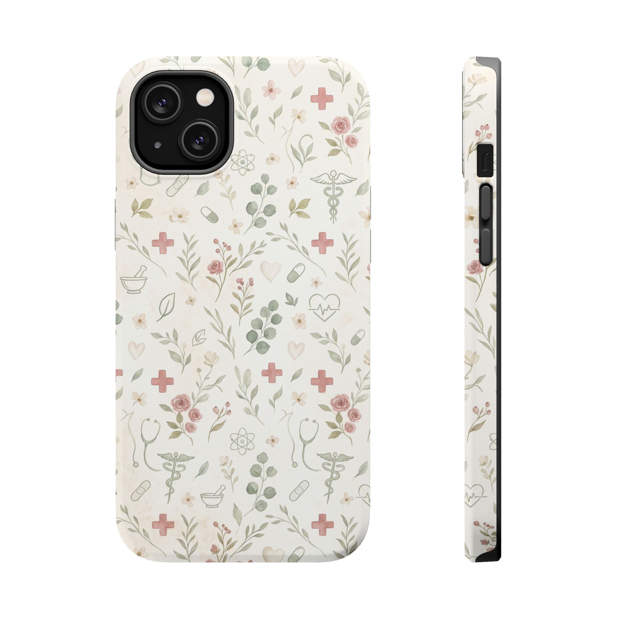 Floral Nurse Phone Case — Impact-Resistant Wireless Charging Cover