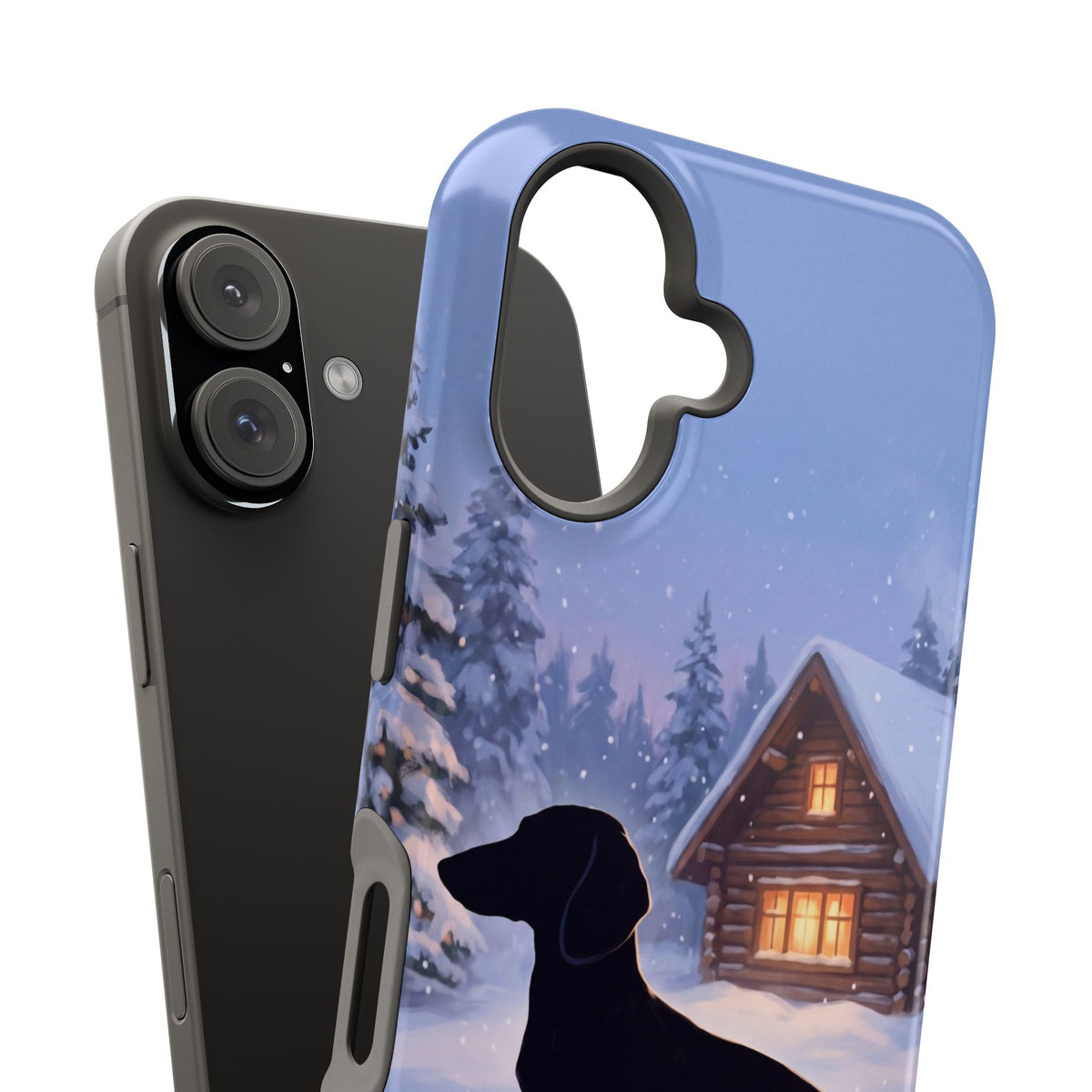Personalized Dachshund Winter Cabin Phone Case — Wireless Charging Cover