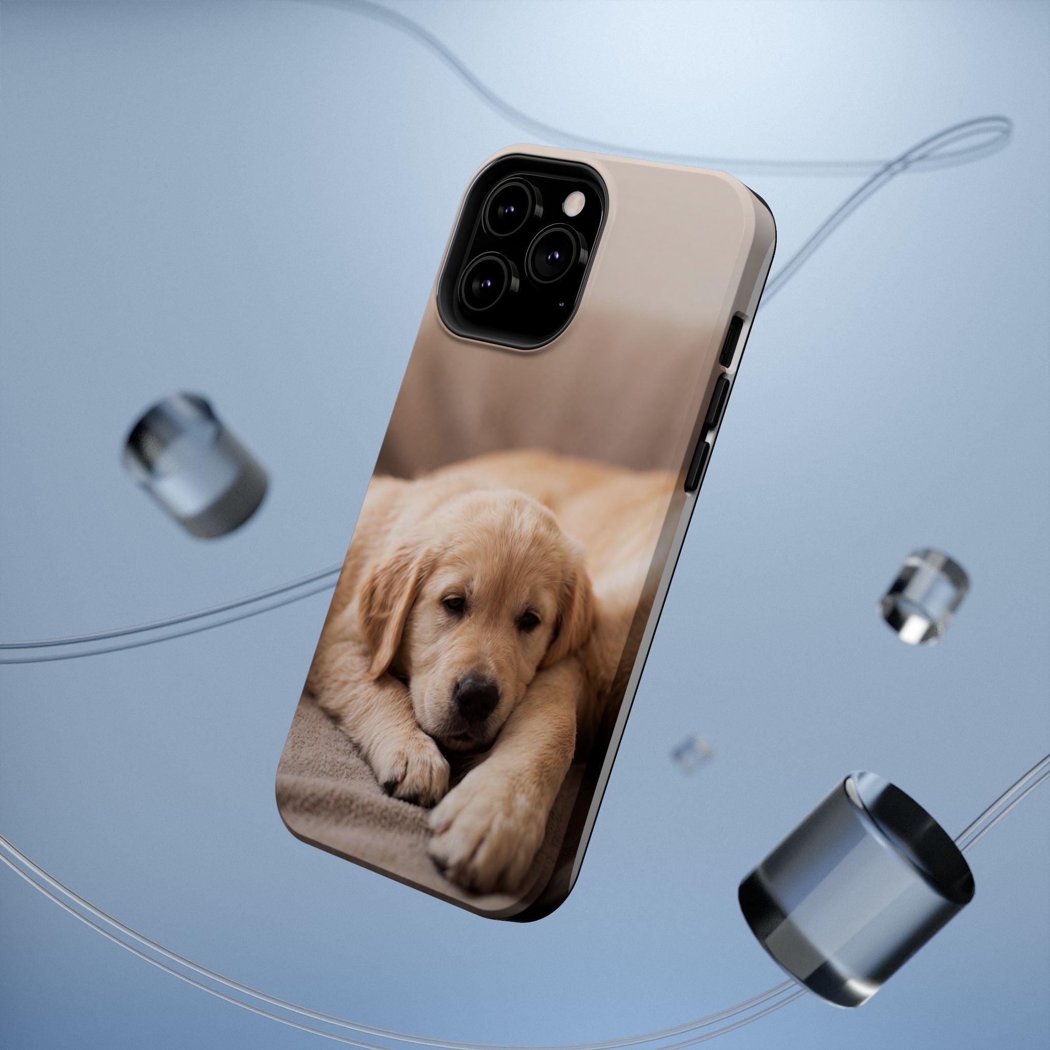 Golden Retriever Puppy Phone Case — Impact-Resistant Wireless Charging Cover