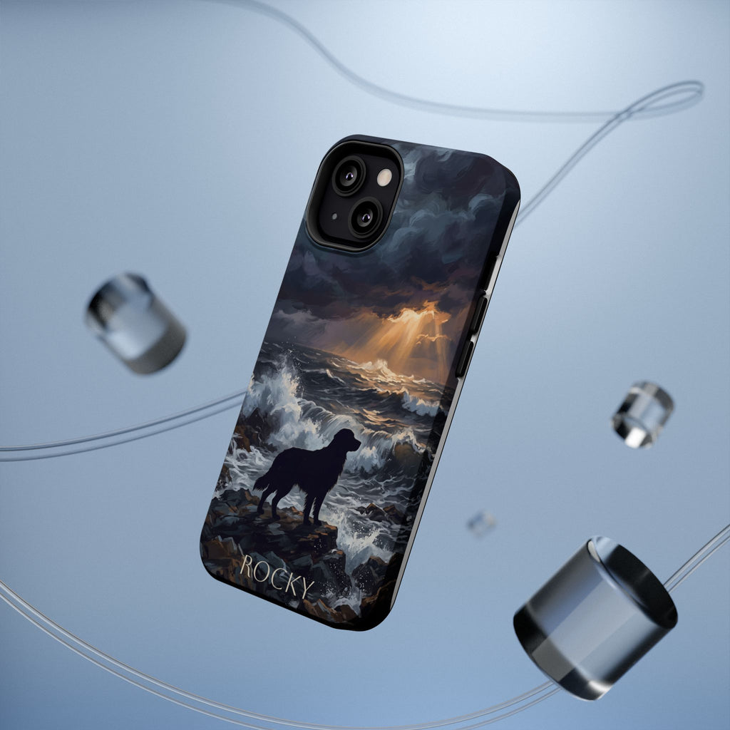 Personalized Golden Retriever Stormy Sea Phone Case — Wireless Charging Cover