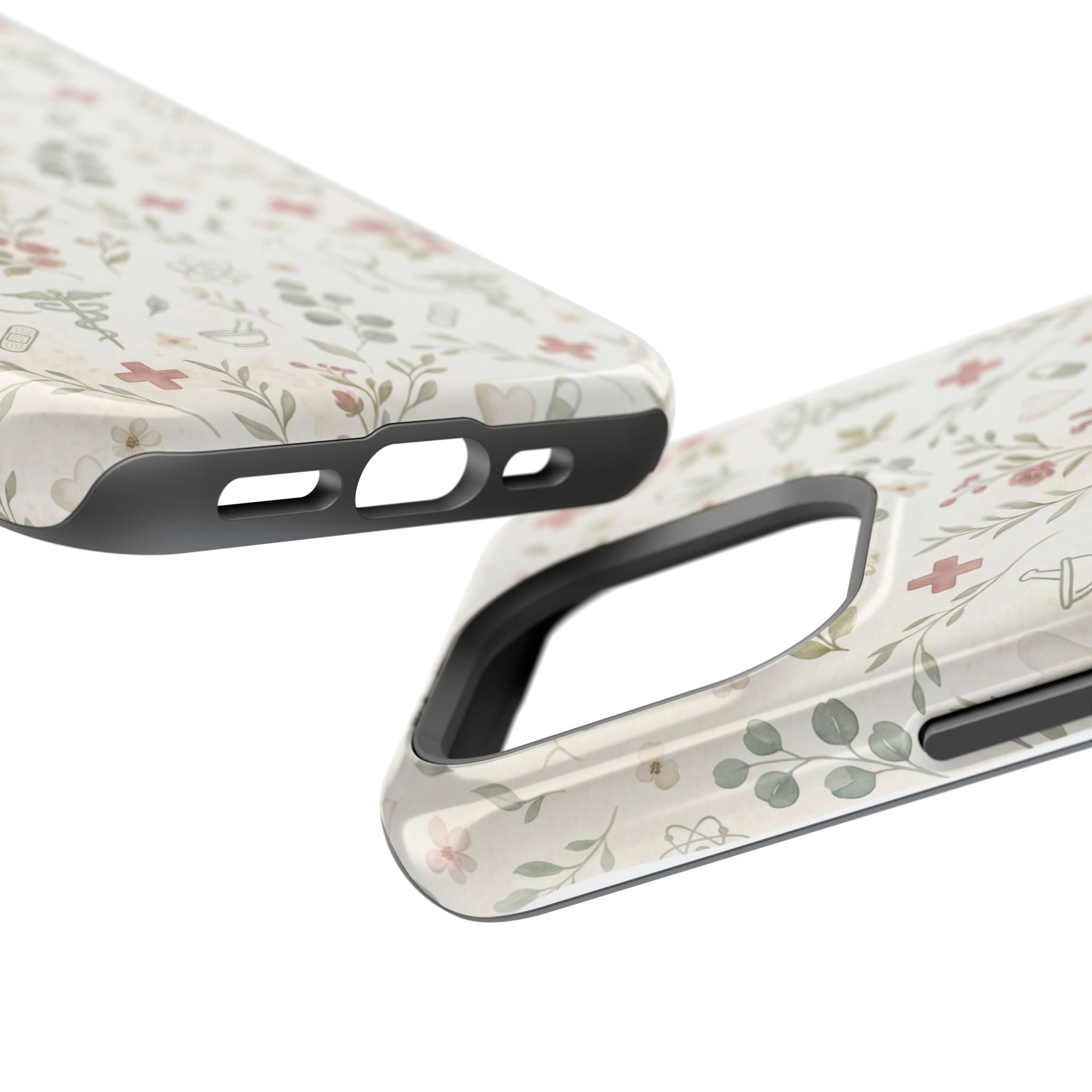 Floral Nurse Phone Case — Impact-Resistant Wireless Charging Cover