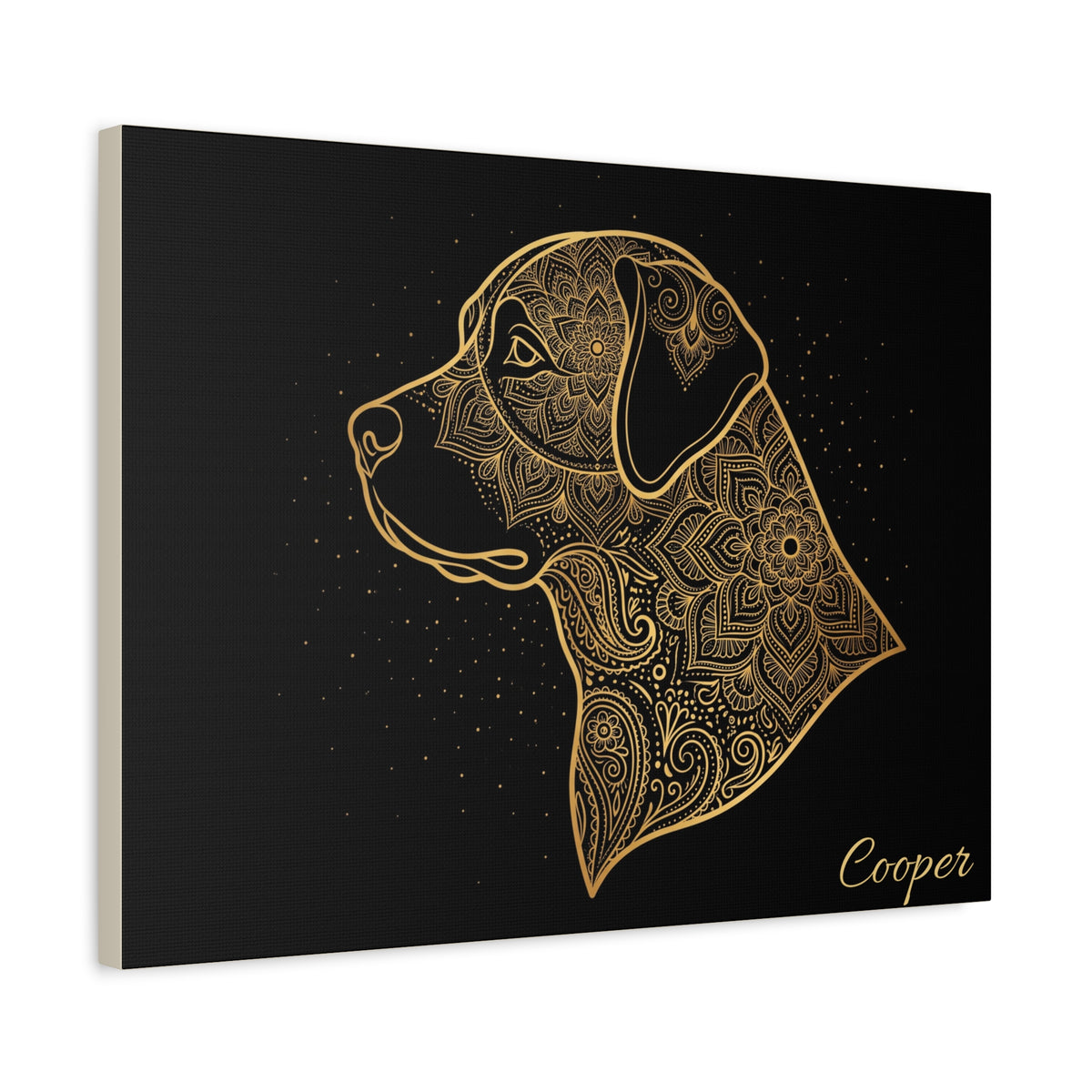 Labrador Personalized Canvas | Gold Mandala Line Art Wall Art