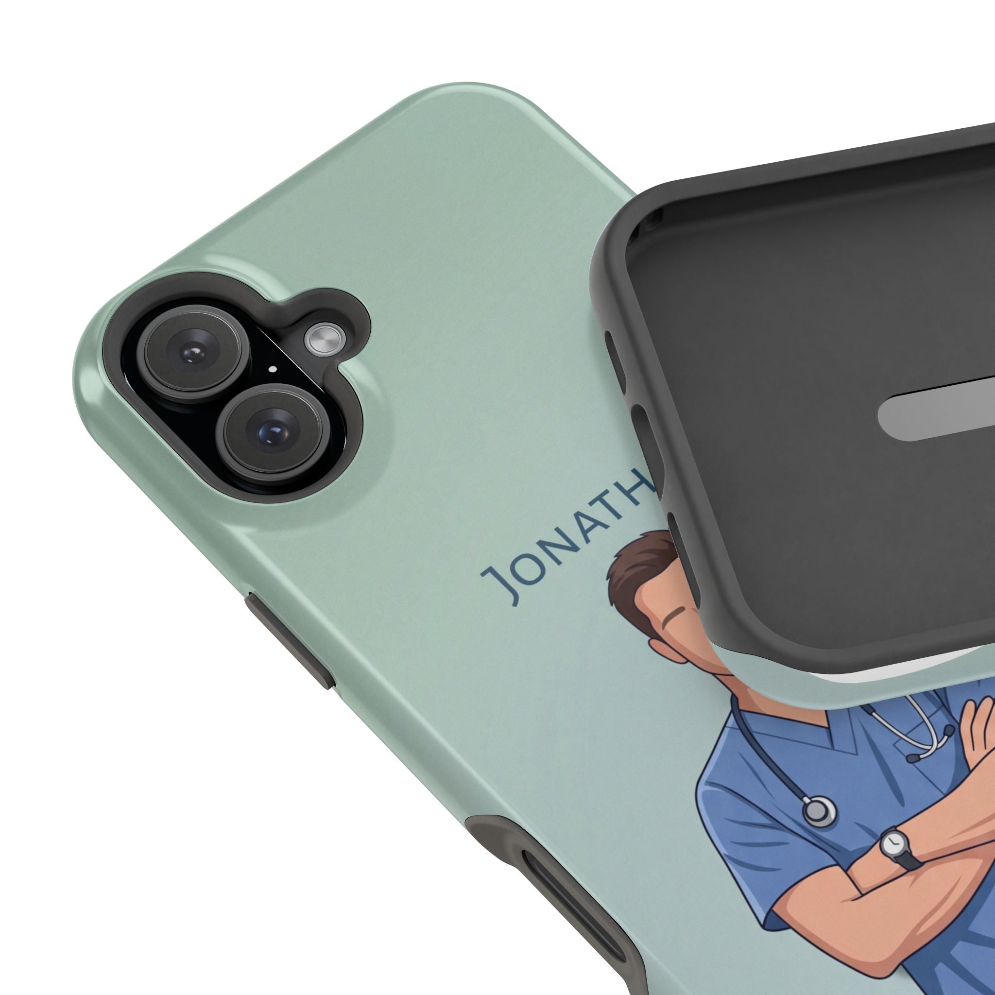 Personalized Nurse Portrait Phone Case — Impact-Resistant Wireless Charging Cover