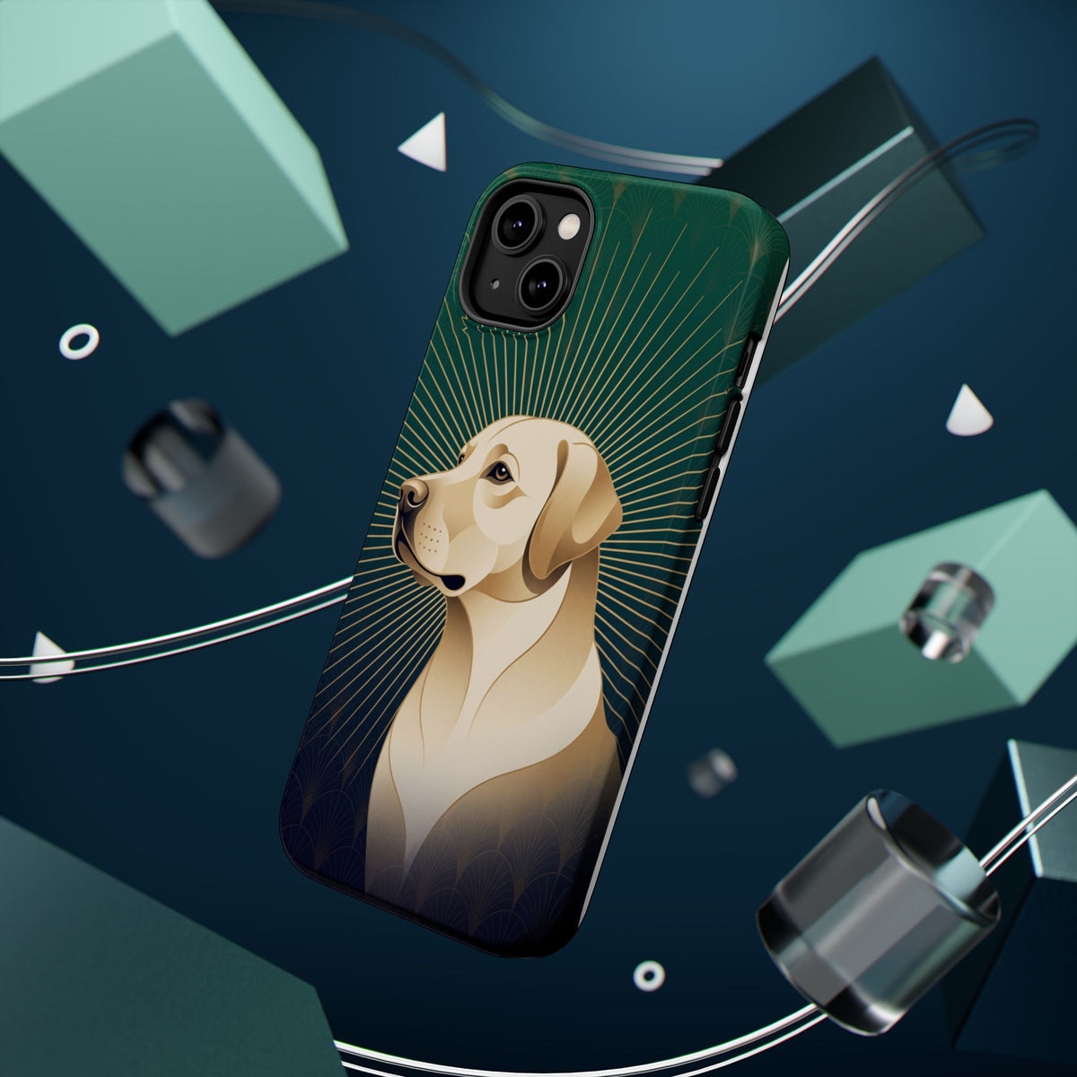 Art Deco Labrador Phone Case — Tough Magnetic Case with Wireless Charging
