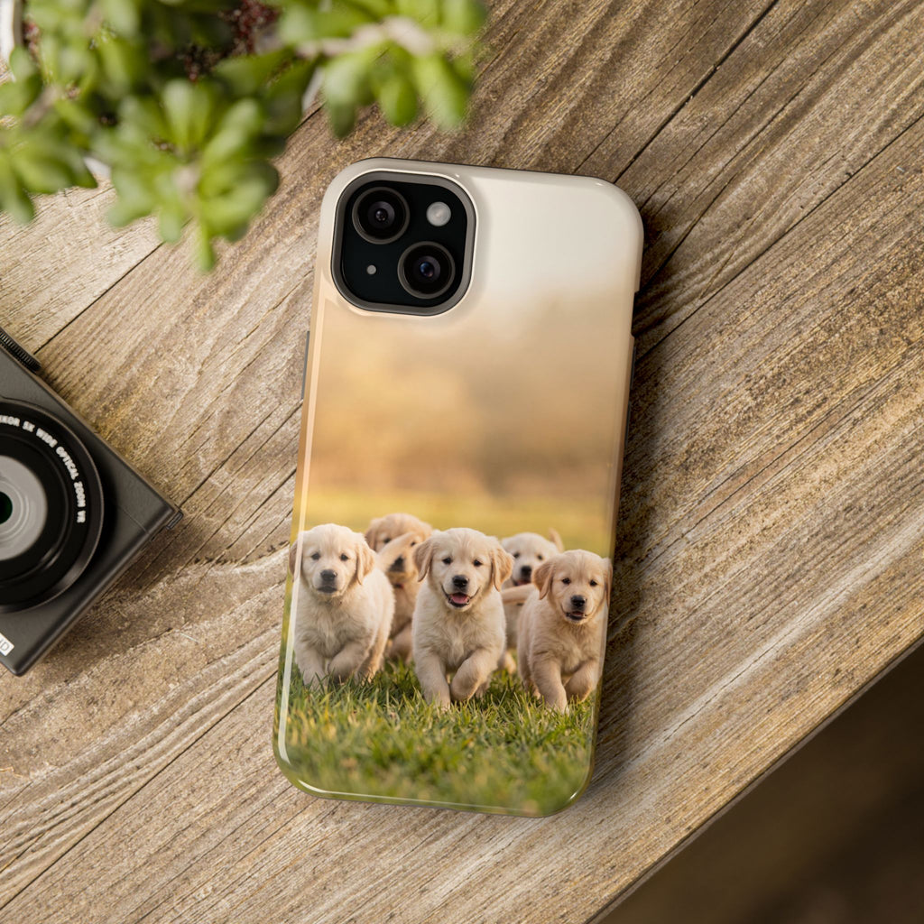 Golden Retriever Puppies Phone Case — Impact-Resistant Wireless Charging Cover