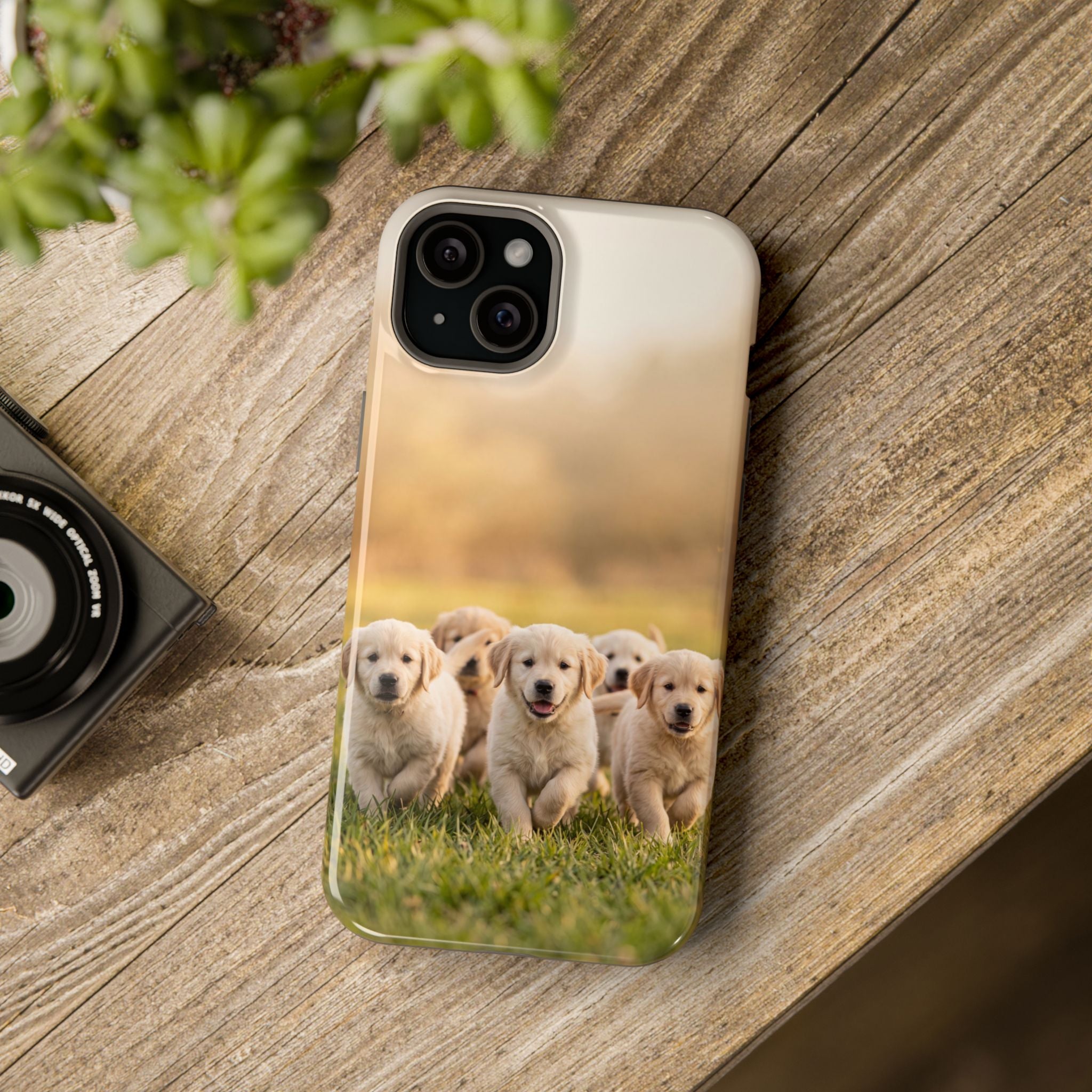Golden Retriever Puppies Phone Case — Impact-Resistant Wireless Charging Cover