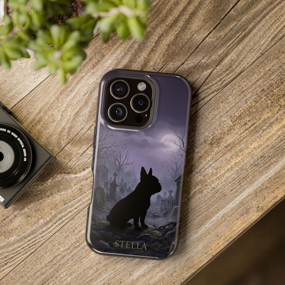 Personalized French Bulldog Moonlit Graveyard Phone Case — Wireless Charging Cover