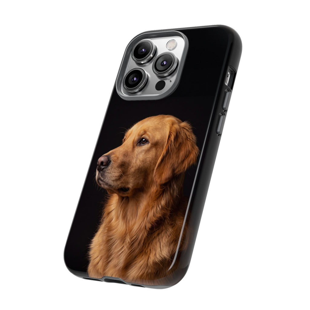 Golden Retriever Portrait Phone Case | Realistic Dog Photo on Black Background | iPhone & Samsung