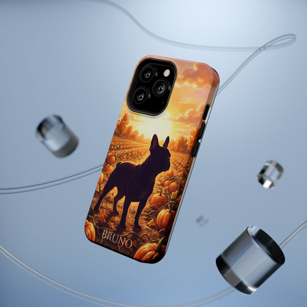 Personalized French Bulldog Pumpkin Patch Phone Case — Wireless Charging Cover
