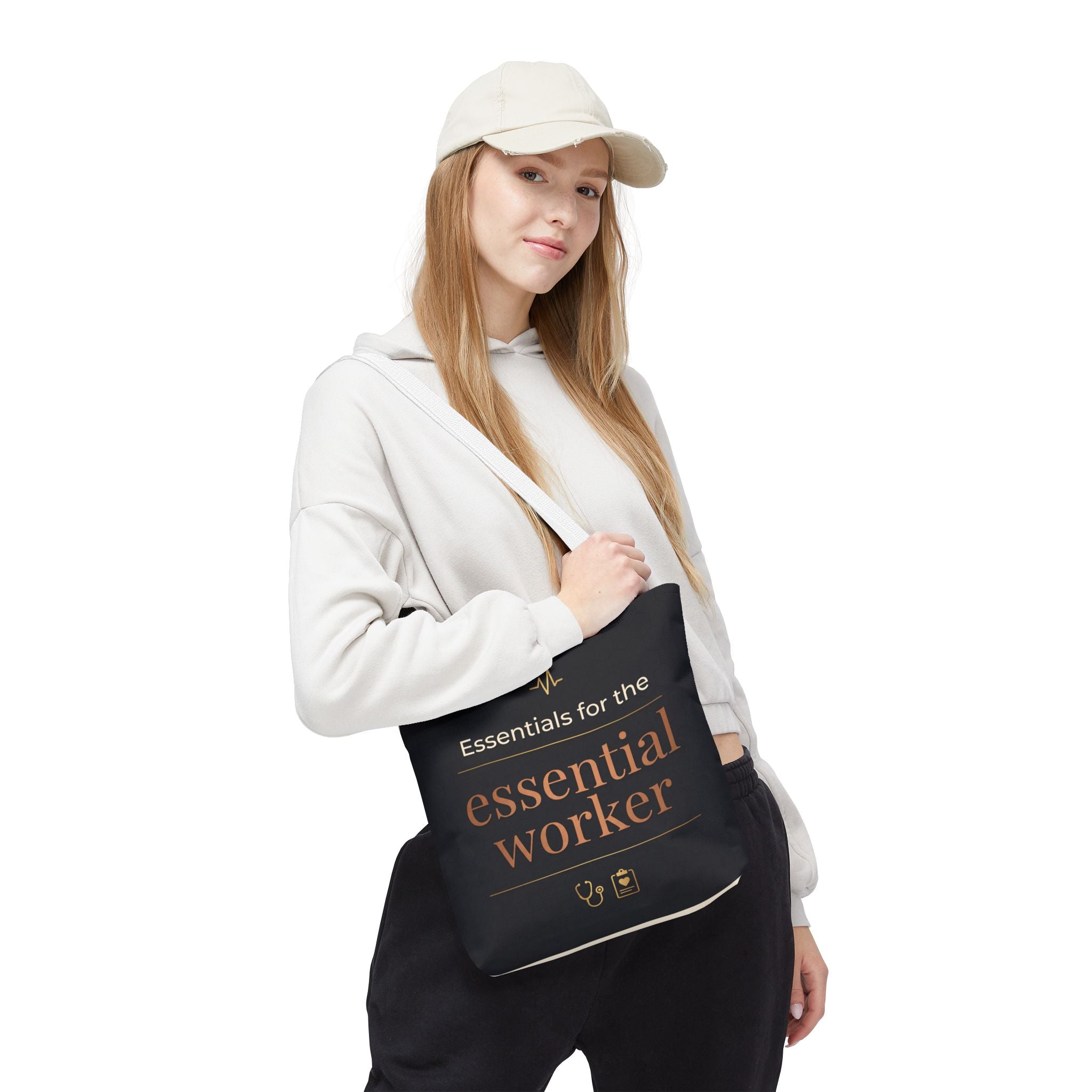 Essentials for the Essential Worker Tote | Healthcare Worker Gift Tote Bag | Nurse Doctor Appreciation Gift | Premium Polyester Carry-All