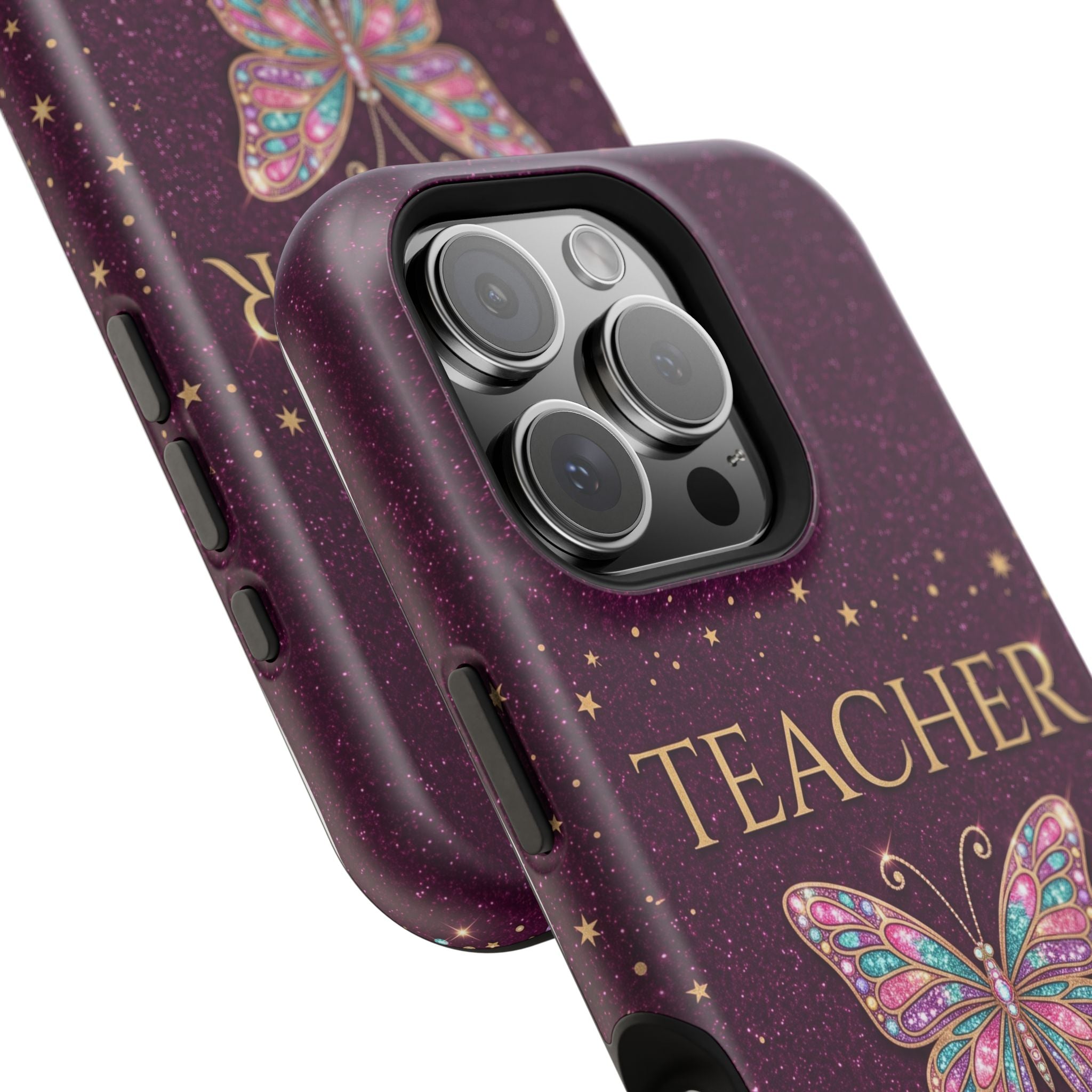 Teacher Life Glitter Butterfly Phone Case — Wireless Charging Cover