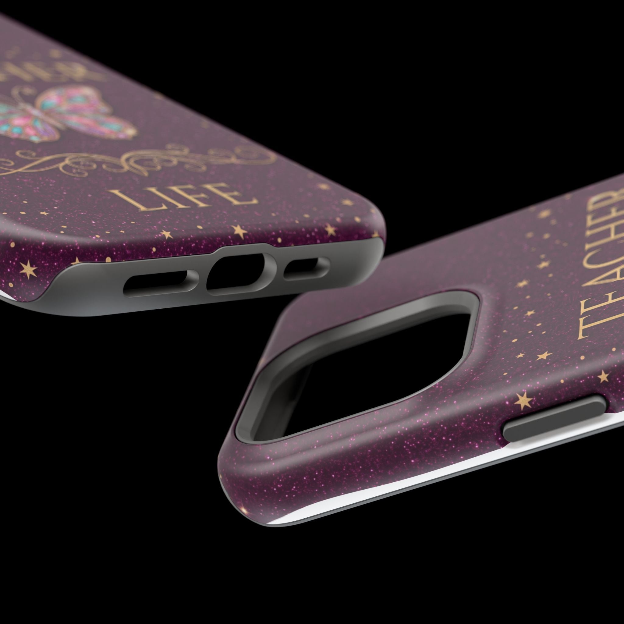 Teacher Life Glitter Butterfly Phone Case — Wireless Charging Cover