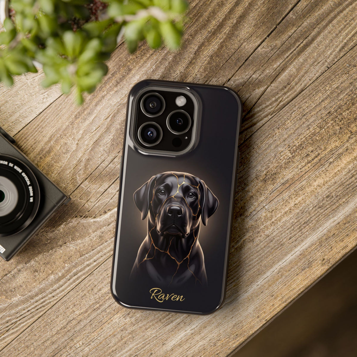 Personalized Obsidian Kintsugi Labrador Phone Case — Tough Magnetic Case with Wireless Charging