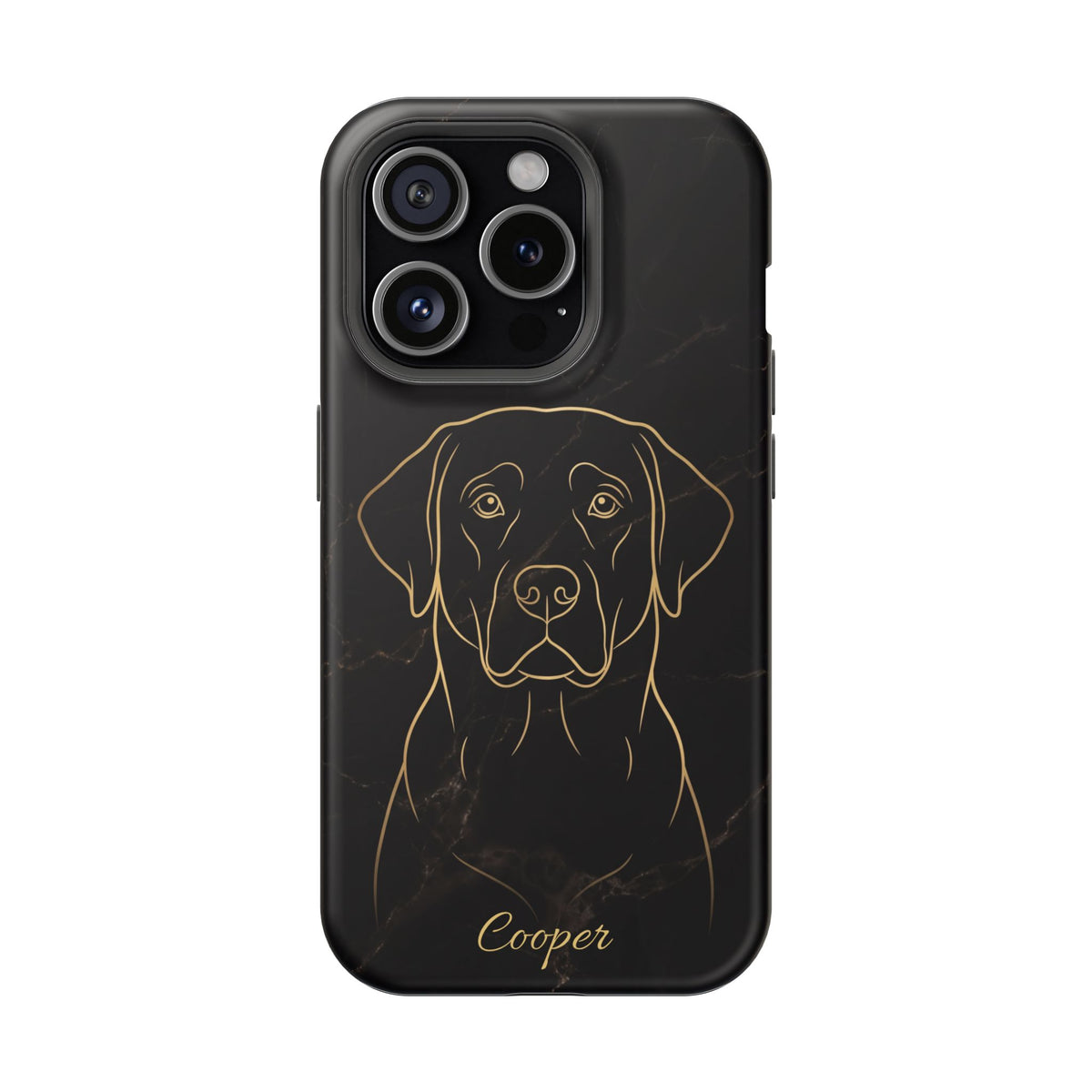 Personalized Gold Line Art Labrador Phone Case — Tough Magnetic Case with Wireless Charging