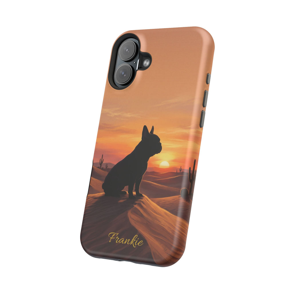 Personalized French Bulldog Desert Sunset Phone Case — Wireless Charging Cover