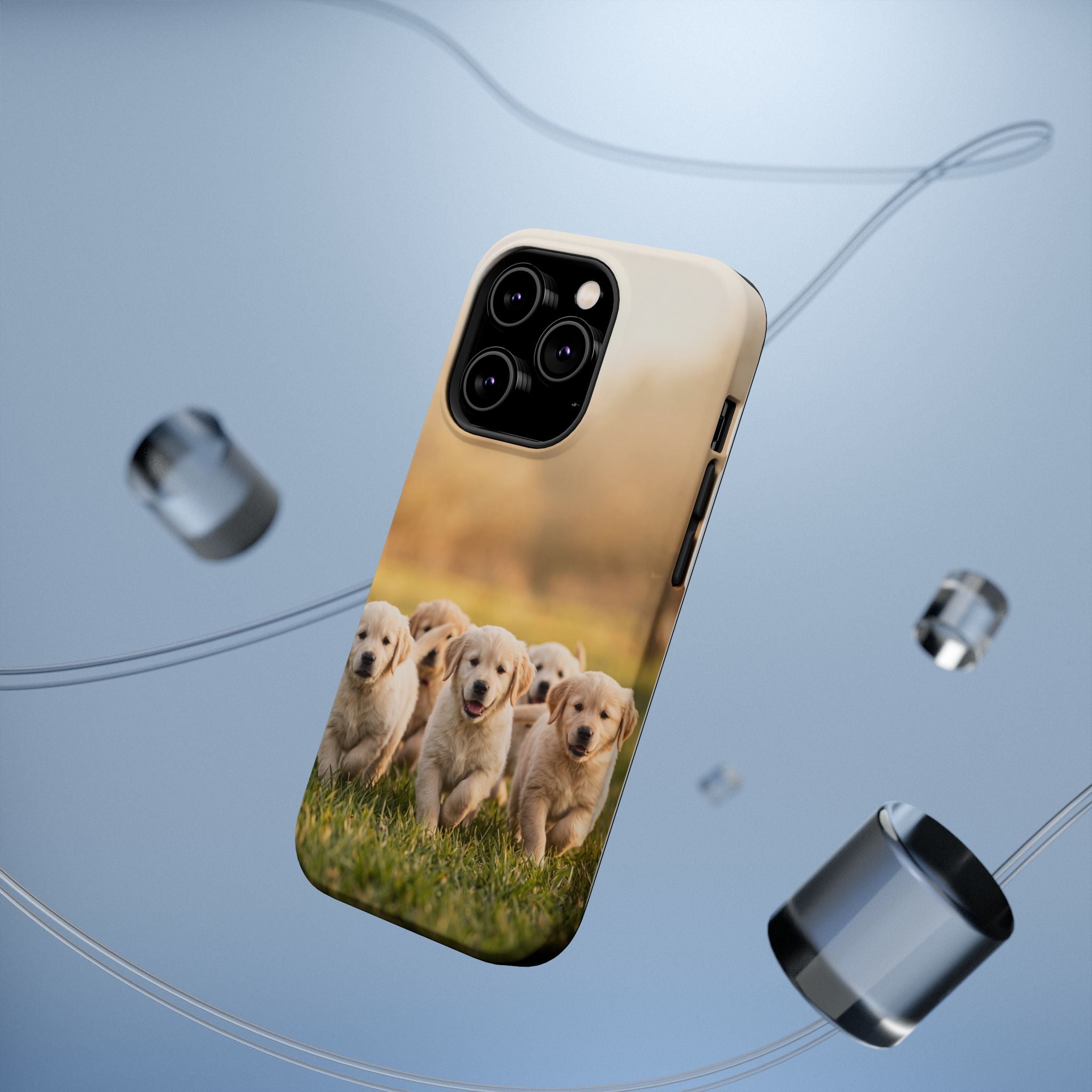 Golden Retriever Puppies Phone Case — Impact-Resistant Wireless Charging Cover