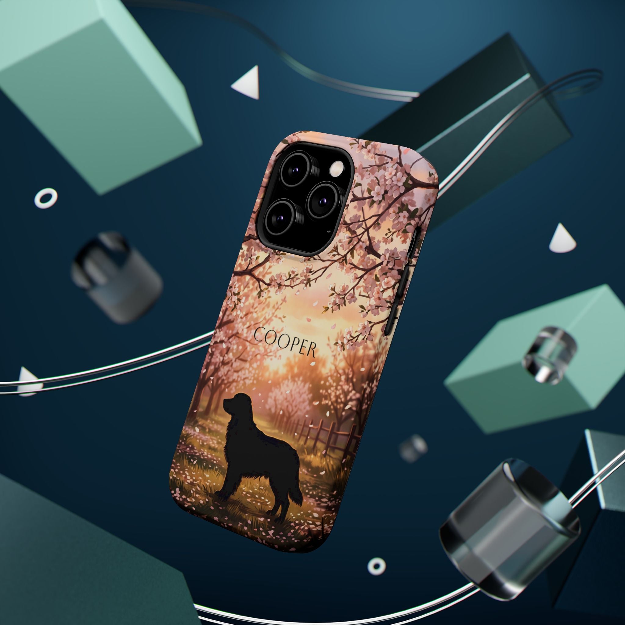 Personalized Golden Retriever Autumn Forest Phone Case — Wireless Charging Cover