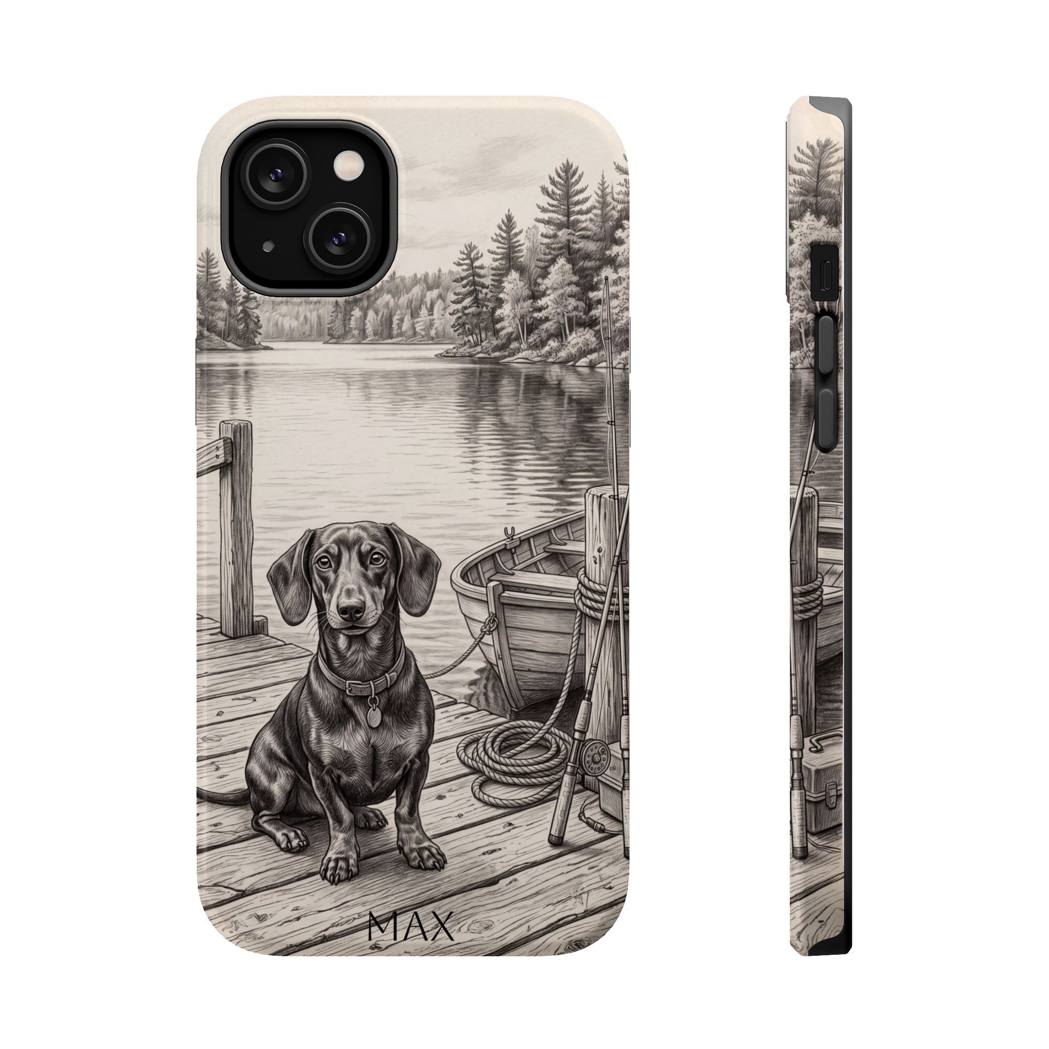 Personalized Dachshund Sunset Beach Phone Case — Wireless Charging Cover