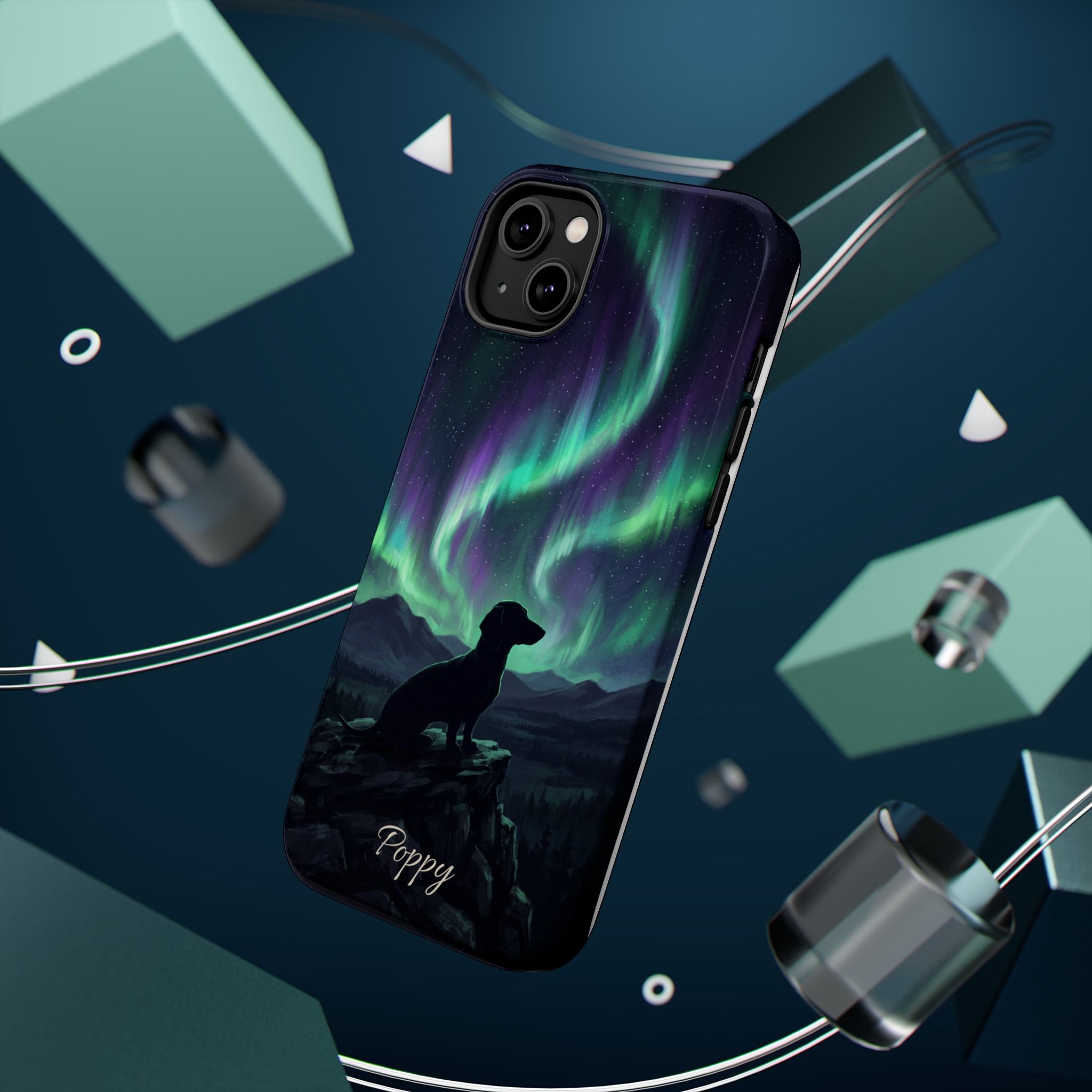 Personalized Dachshund Northern Lights Phone Case — Wireless Charging Cover
