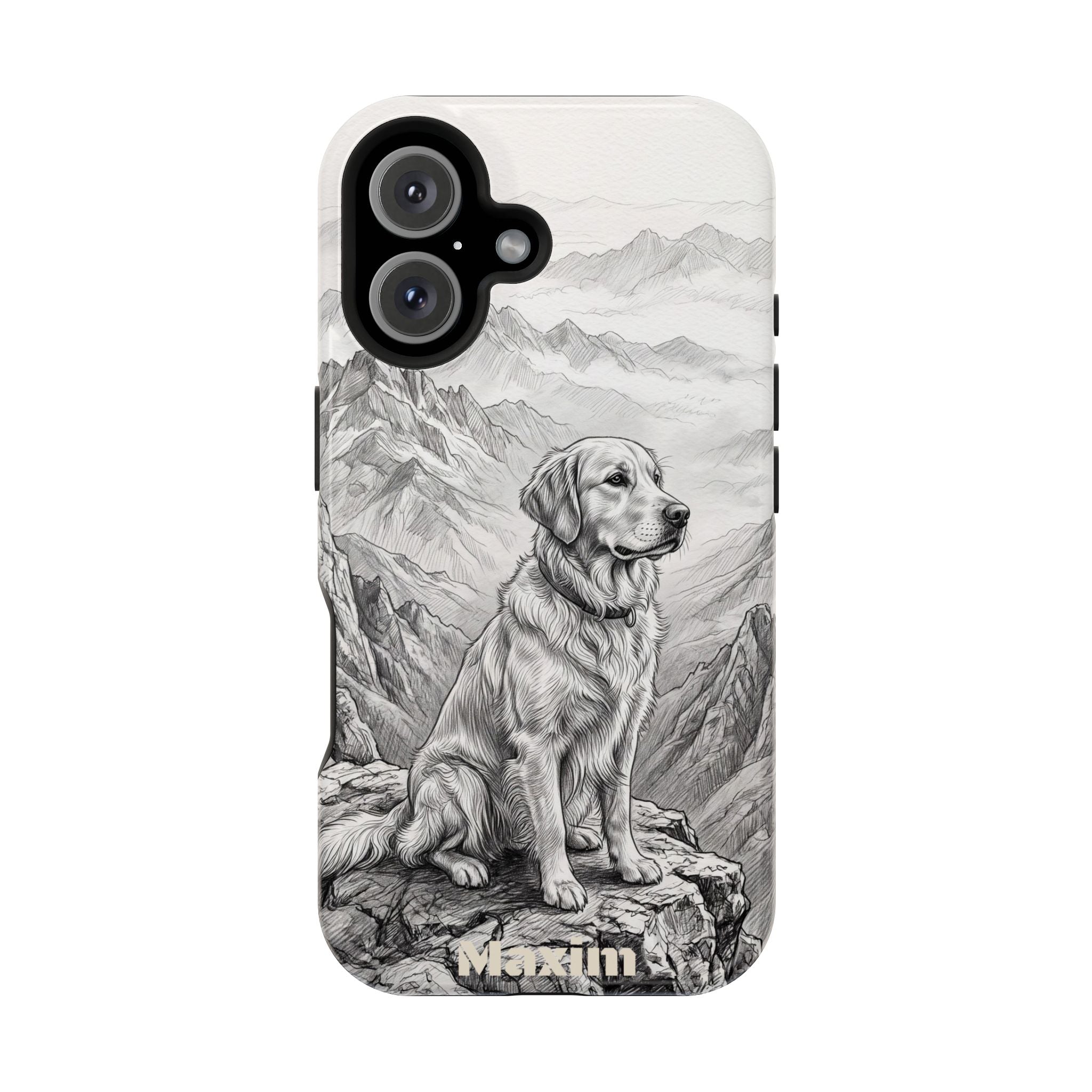 Personalized Golden Retriever Mountain Peak Phone Case — Wireless Charging Cover