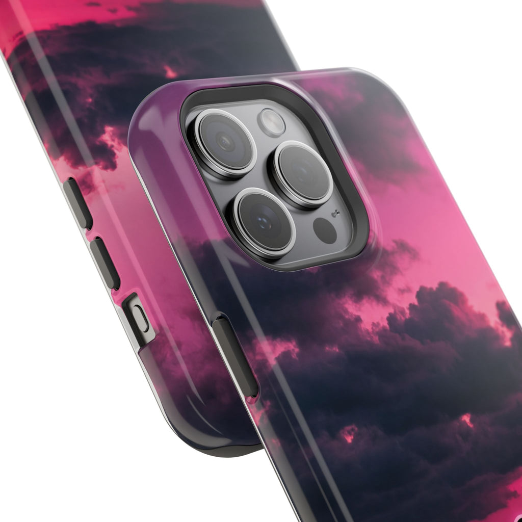 Pink Sky Paw Print Phone Case — Impact-Resistant Wireless Charging Cover