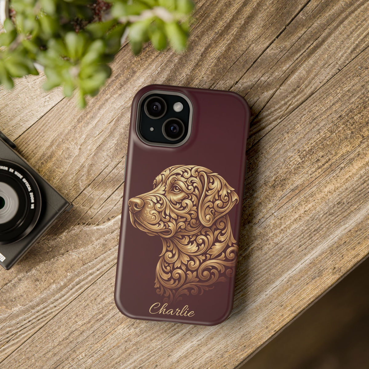Personalized Gold Filigree Labrador Phone Case — Tough Magnetic Case with Wireless Charging