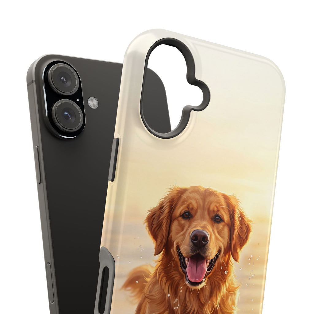 Beach Golden Retriever Phone Case — Impact-Resistant Wireless Charging Cover