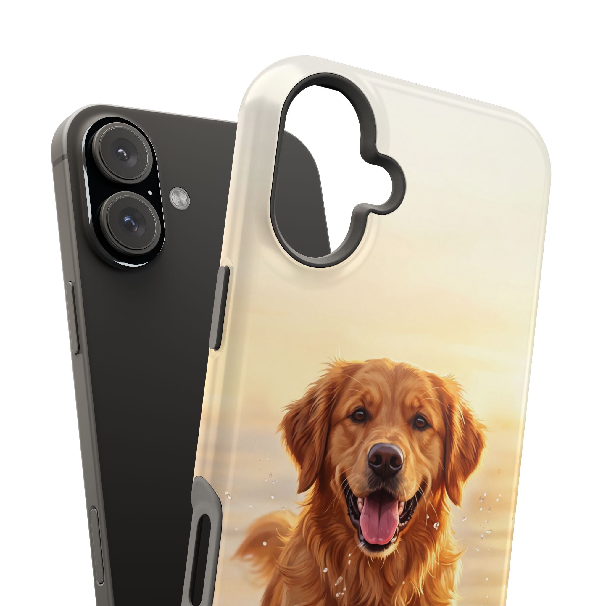 Beach Golden Retriever Phone Case — Impact-Resistant Wireless Charging Cover