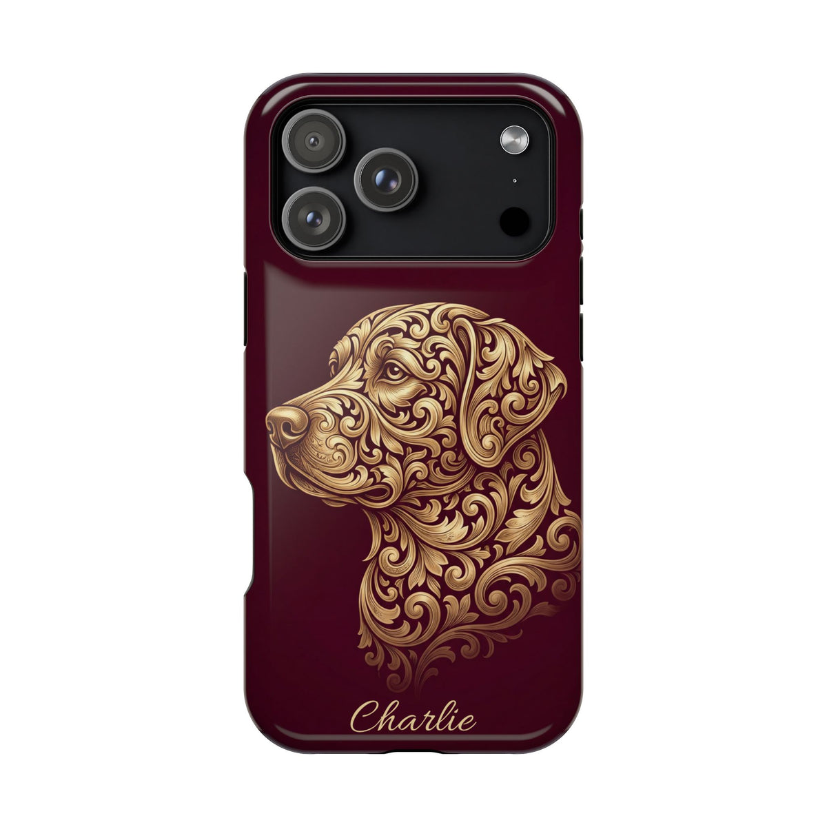 Personalized Gold Filigree Labrador Phone Case — Tough Magnetic Case with Wireless Charging