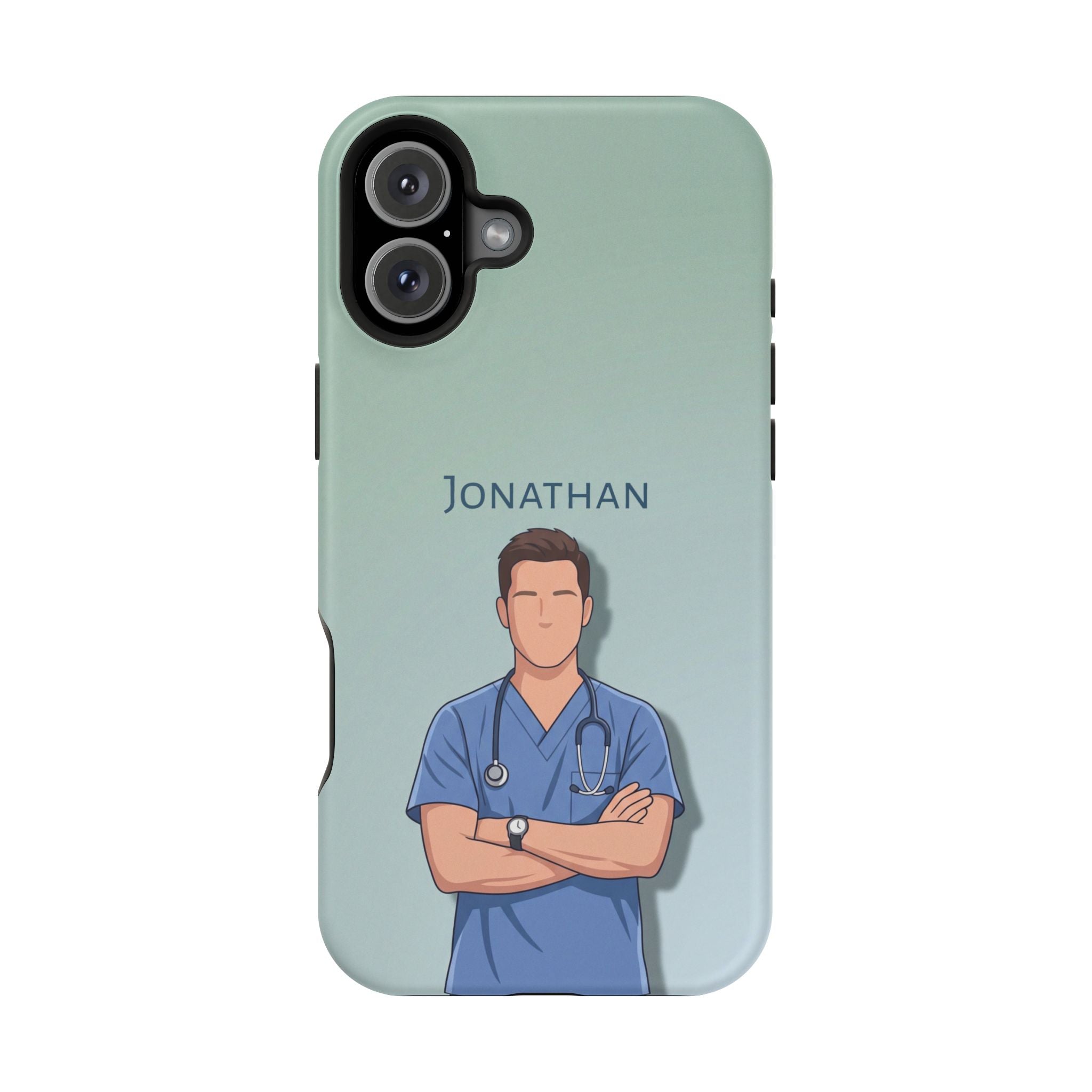 Personalized Nurse Portrait Phone Case — Impact-Resistant Wireless Charging Cover