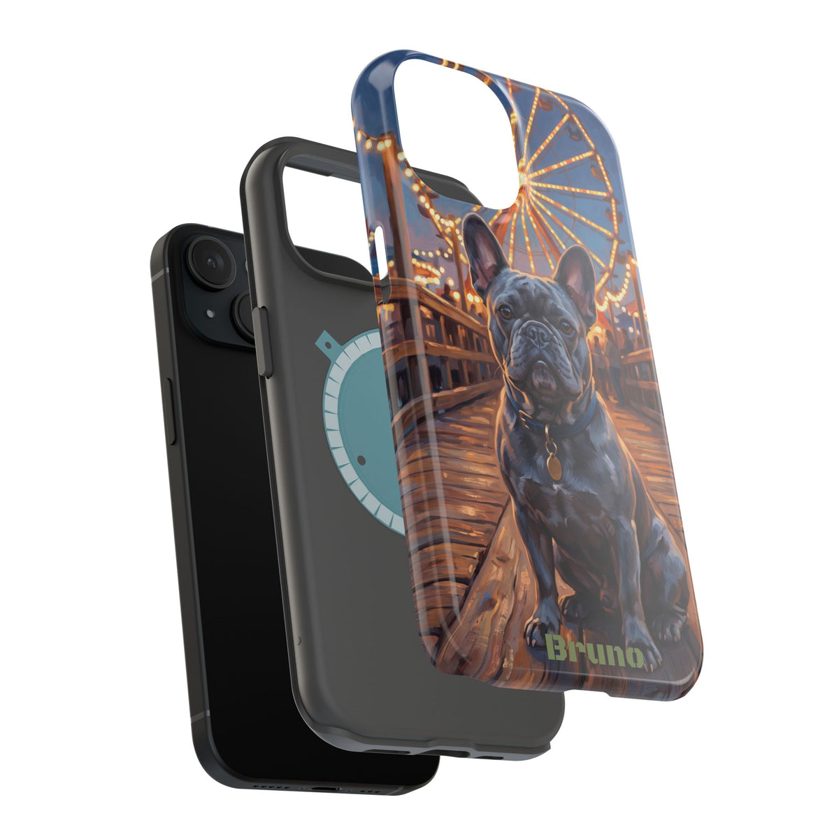 Personalized French Bulldog Pier Lights Phone Case — Wireless Charging Cover