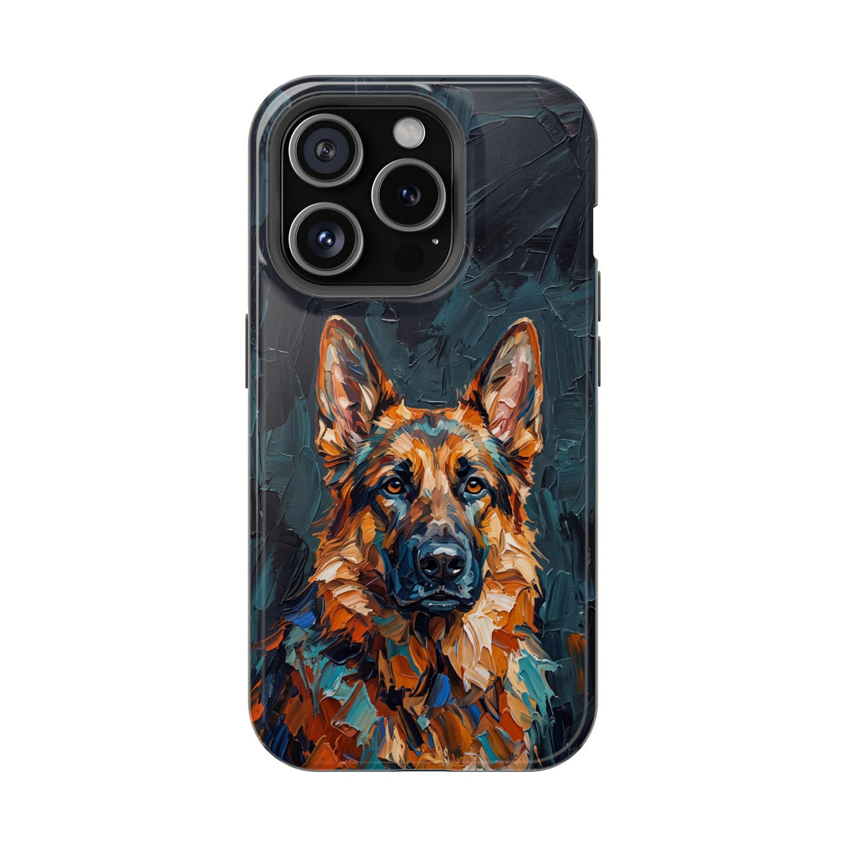 German Shepherd Phone Case | Palette Knife Painting Art — Tough Magnetic Case with Wireless Charging
