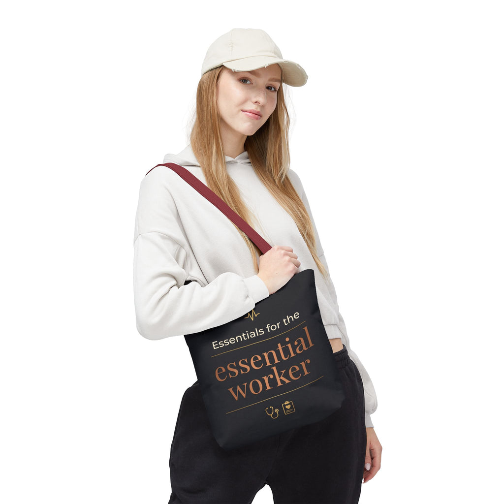 Essentials for the Essential Worker Tote | Healthcare Worker Gift Tote Bag | Nurse Doctor Appreciation Gift | Premium Polyester Carry-All