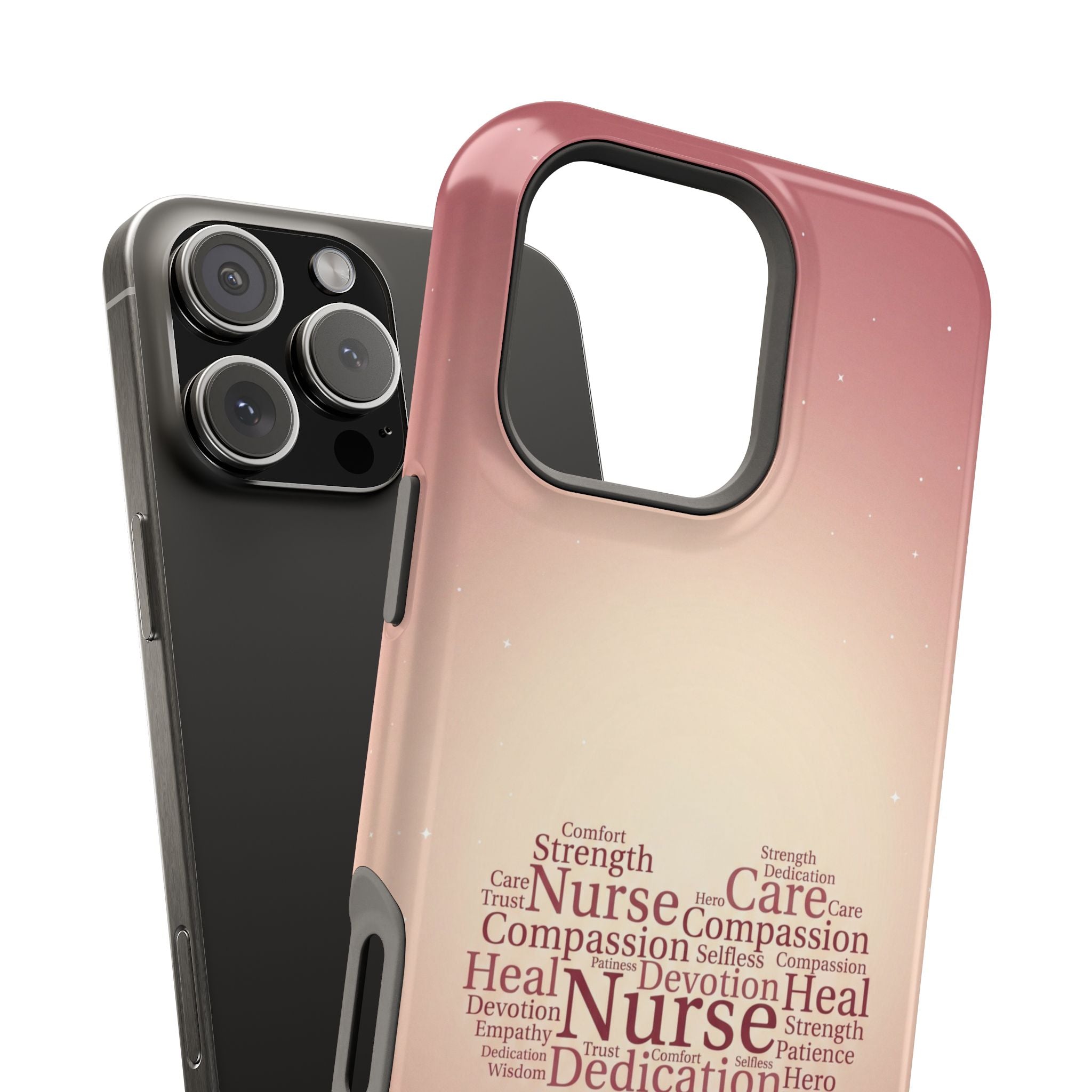 Nurse Heart Word Art Phone Case — Impact-Resistant Wireless Charging Cover
