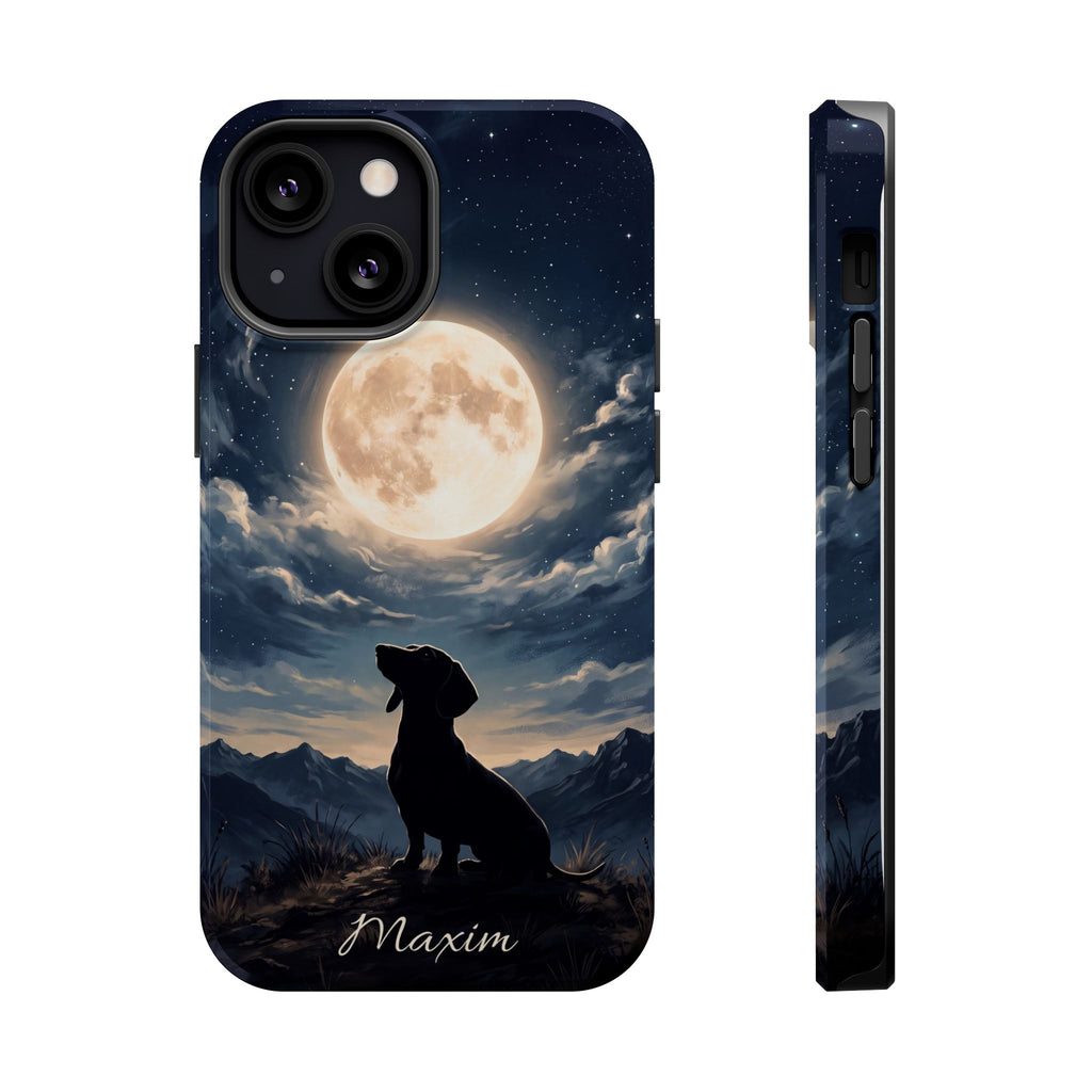 Personalized Dachshund Moonlight Phone Case — Wireless Charging Cover