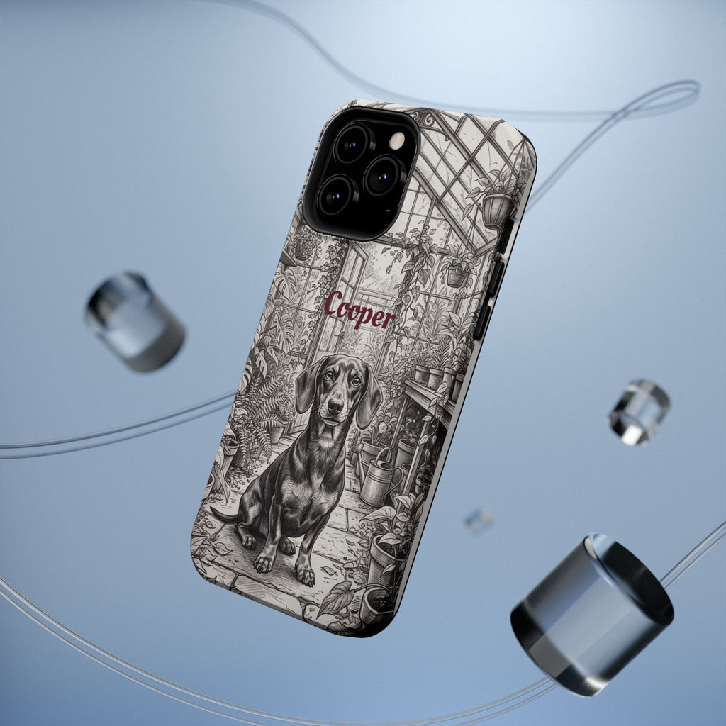 Personalized Dachshund Vintage Greenhouse Phone Case — Wireless Charging Cover